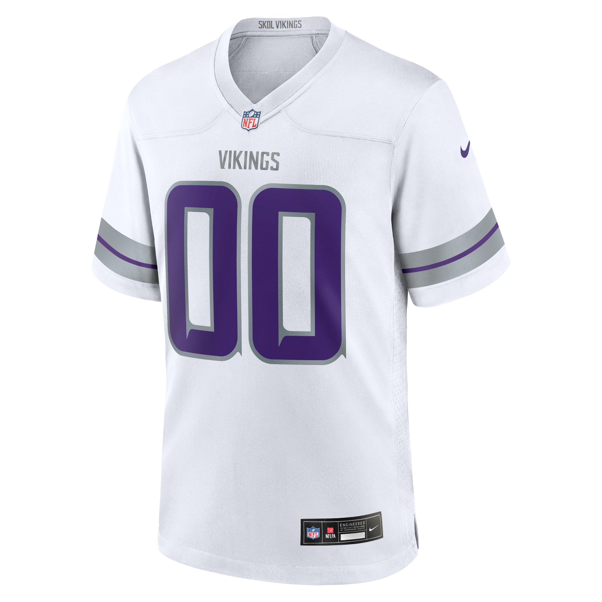 Alternative view of Men's Minnesota Vikings White Alternate Custom Game Jersey JS5930 nicesnker