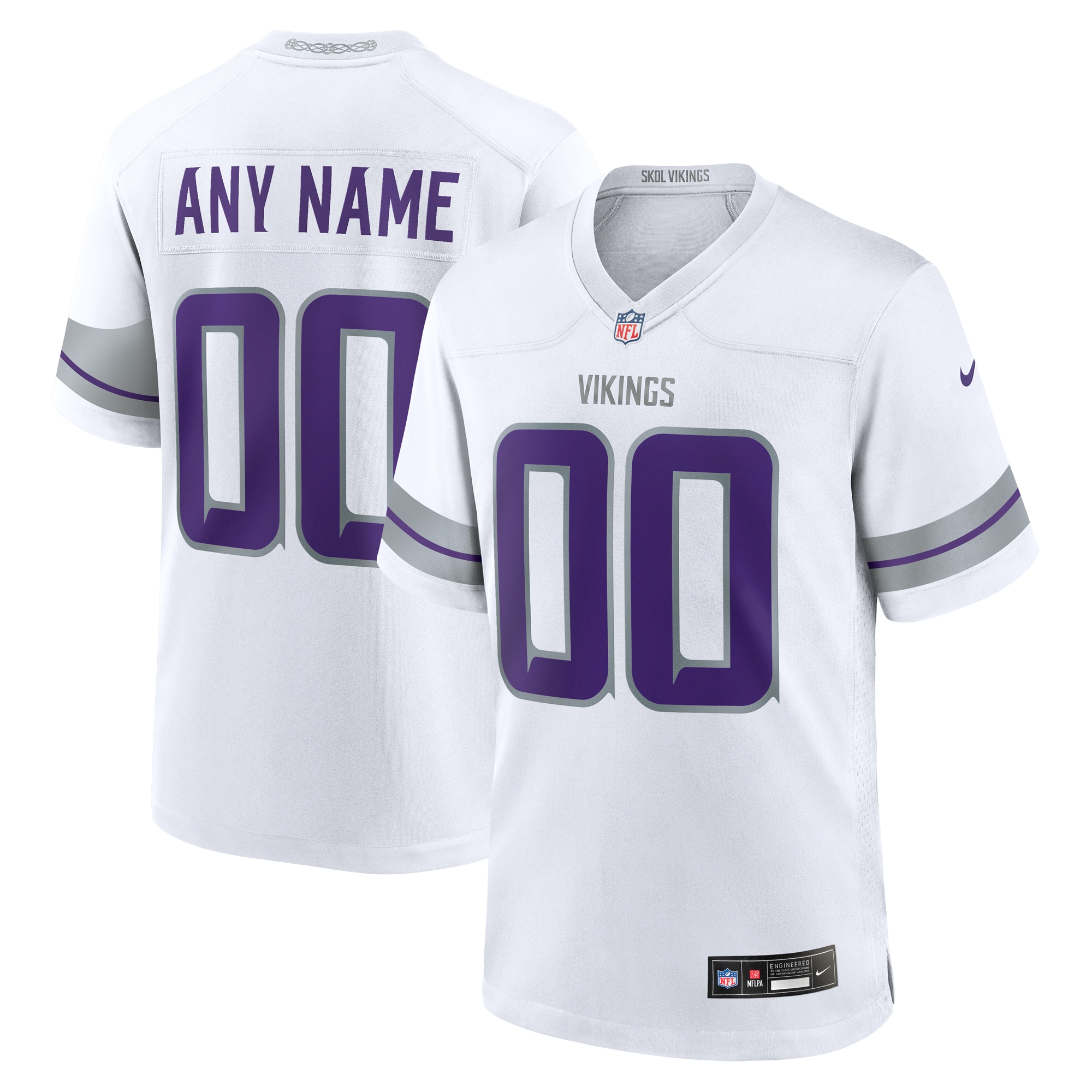 Men's Minnesota Vikings White Alternate Custom Game Jersey JS5930 nicesnker