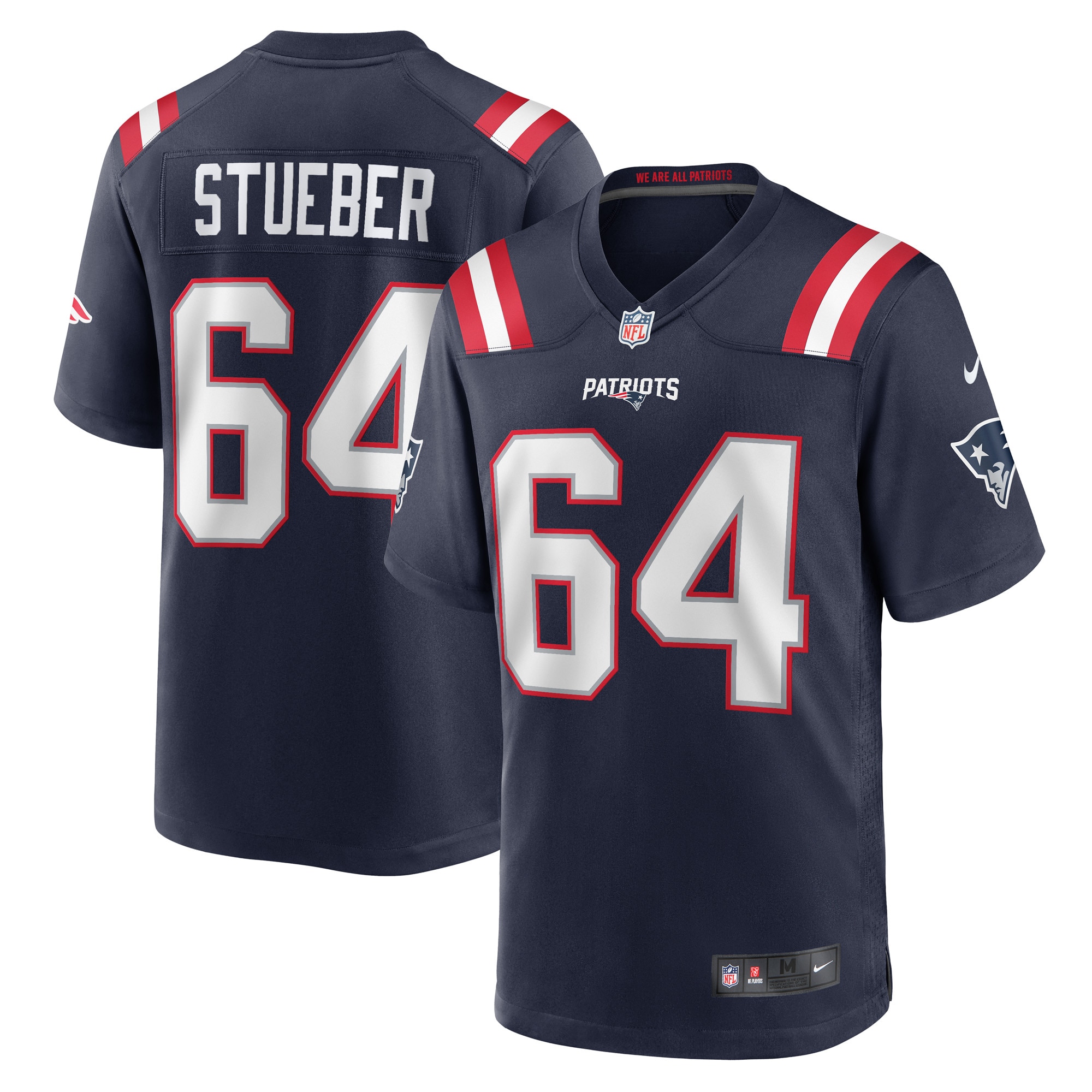 Men's New England Patriots Andrew Stueber Navy Game Player Jersey JS9904 nicesnker