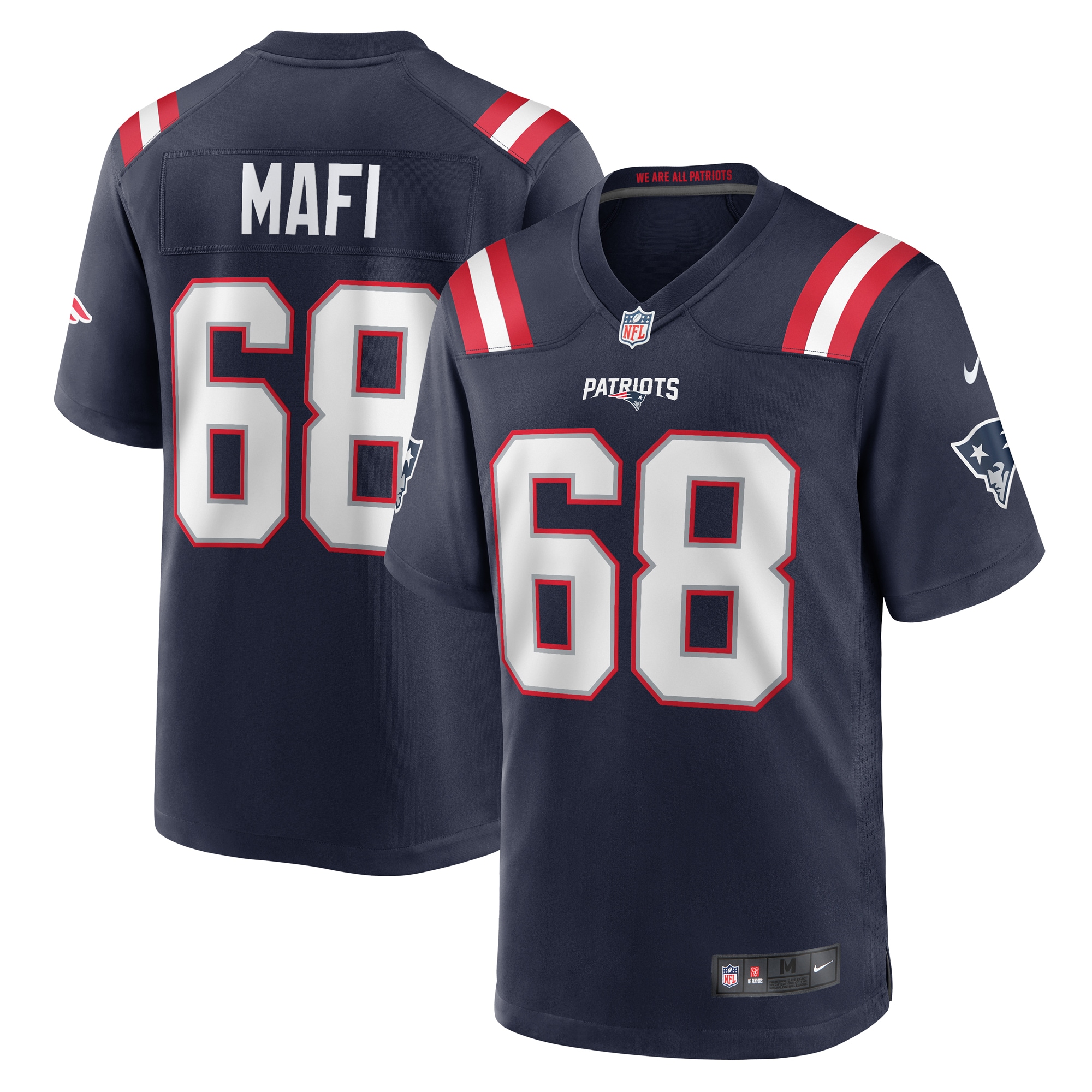 Men's New England Patriots Atonio Mafi Navy Team Game Jersey JS3569 nicesnker