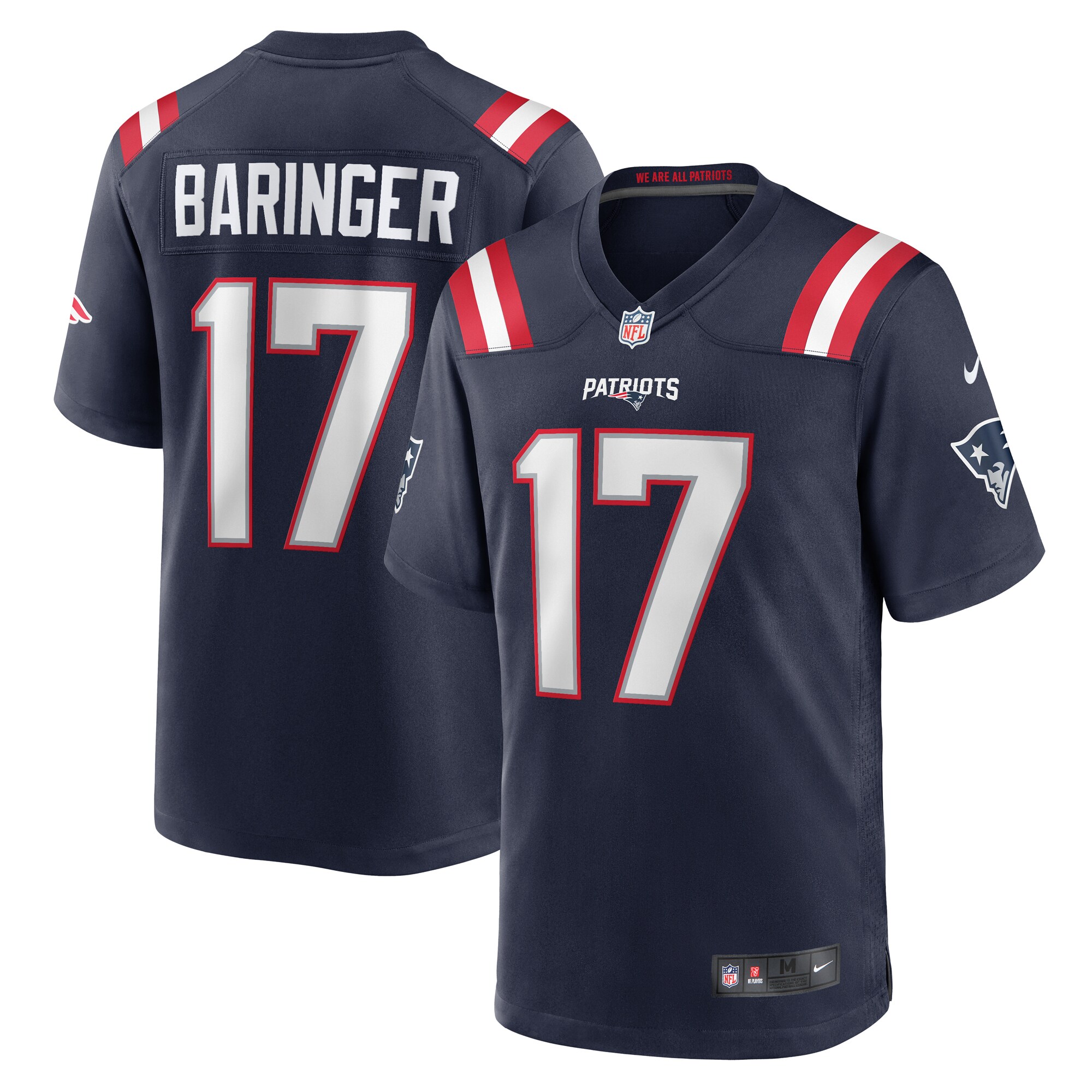 Men's New England Patriots Bryce Baringer Navy Team Game Jersey JS7939 nicesnker