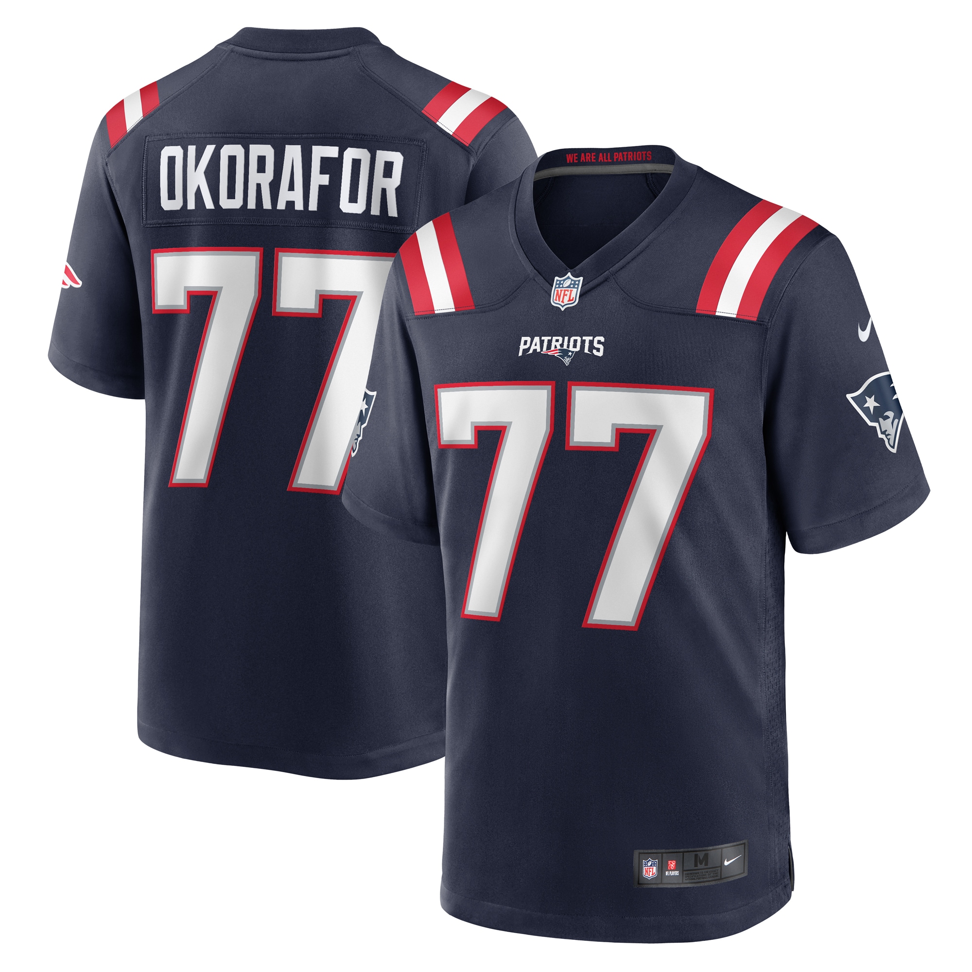 Men's New England Patriots Chukwuma Okorafor Navy Game Jersey JS2012 nicesnker