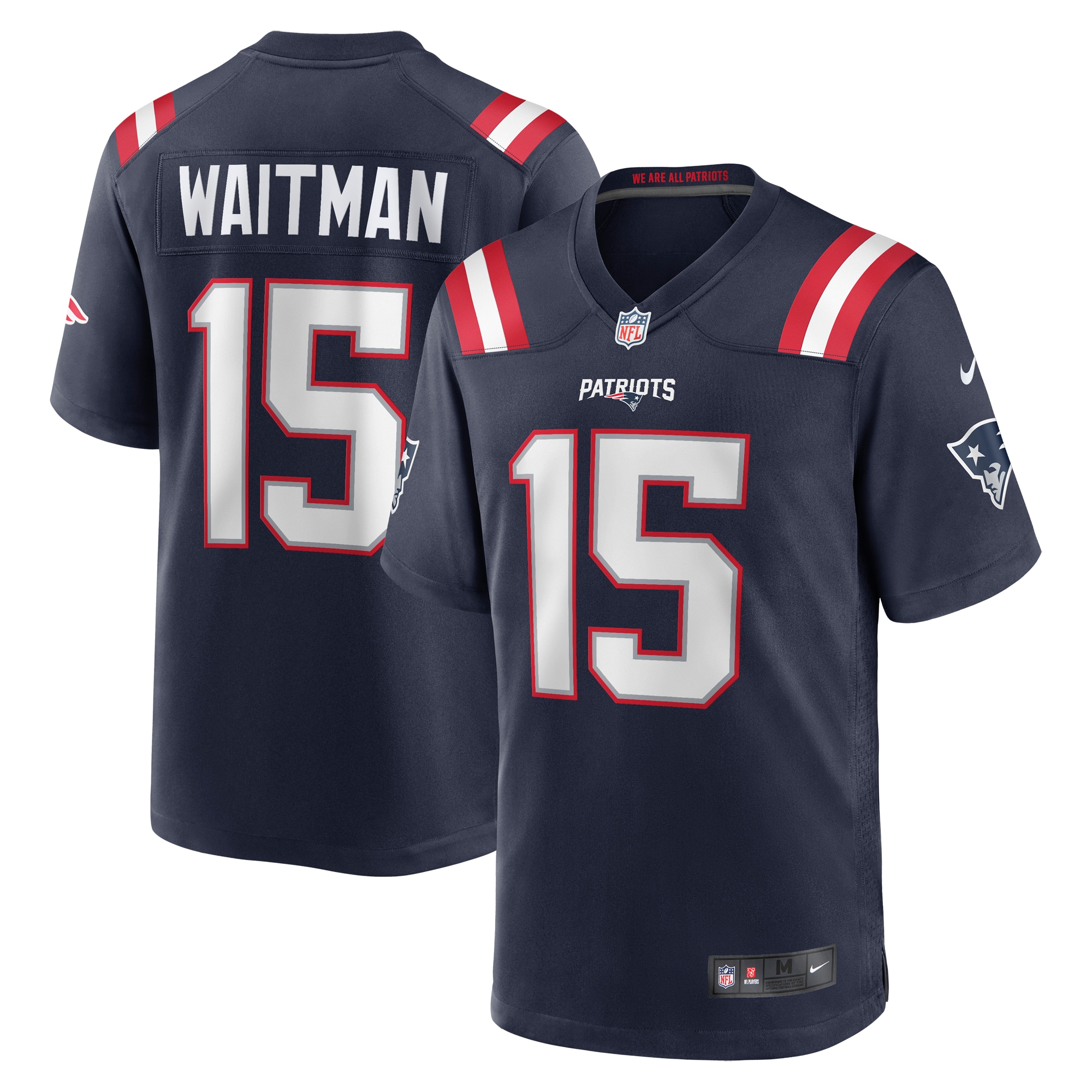 Men's New England Patriots Corliss Waitman Navy Game Jersey JS9420 nicesnker