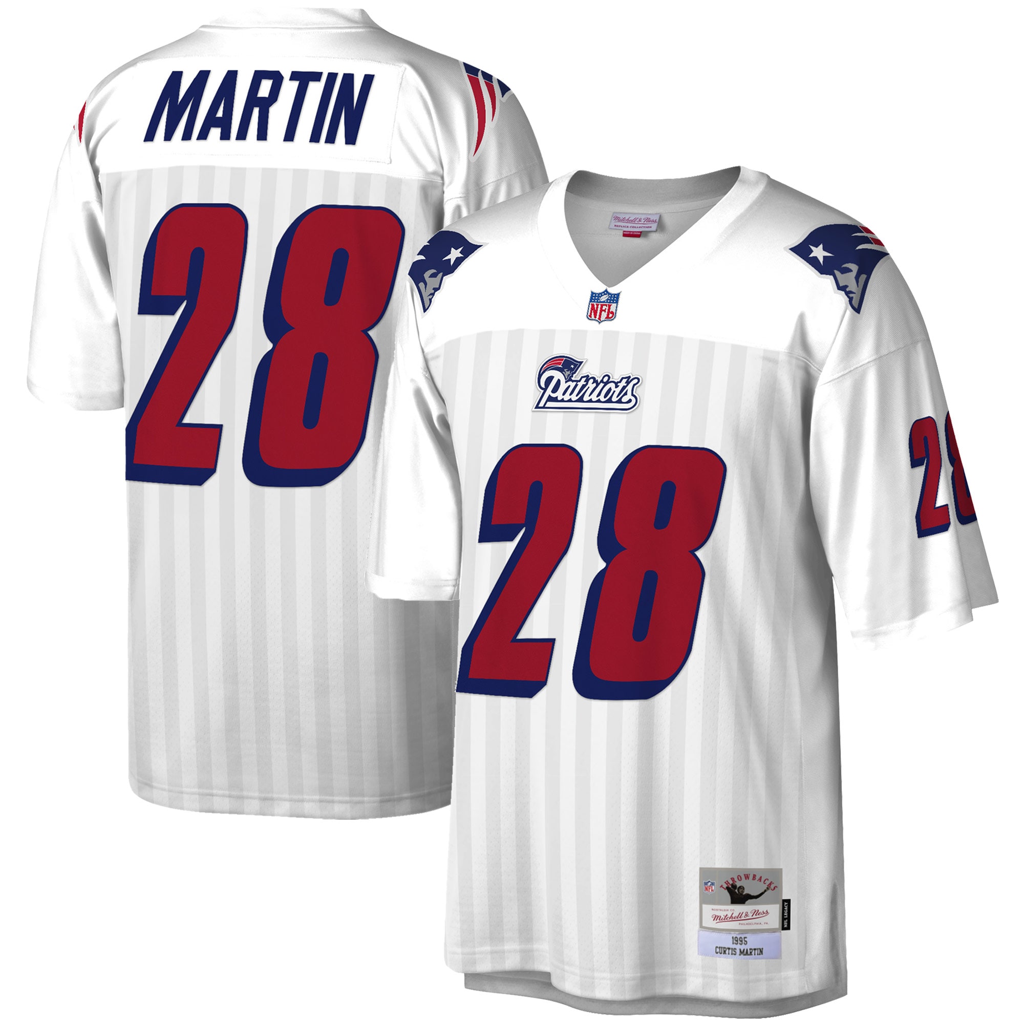 Men's New England Patriots Curtis Martin Mitchell & Ness White Legacy Jersey JS3188 nicesnker