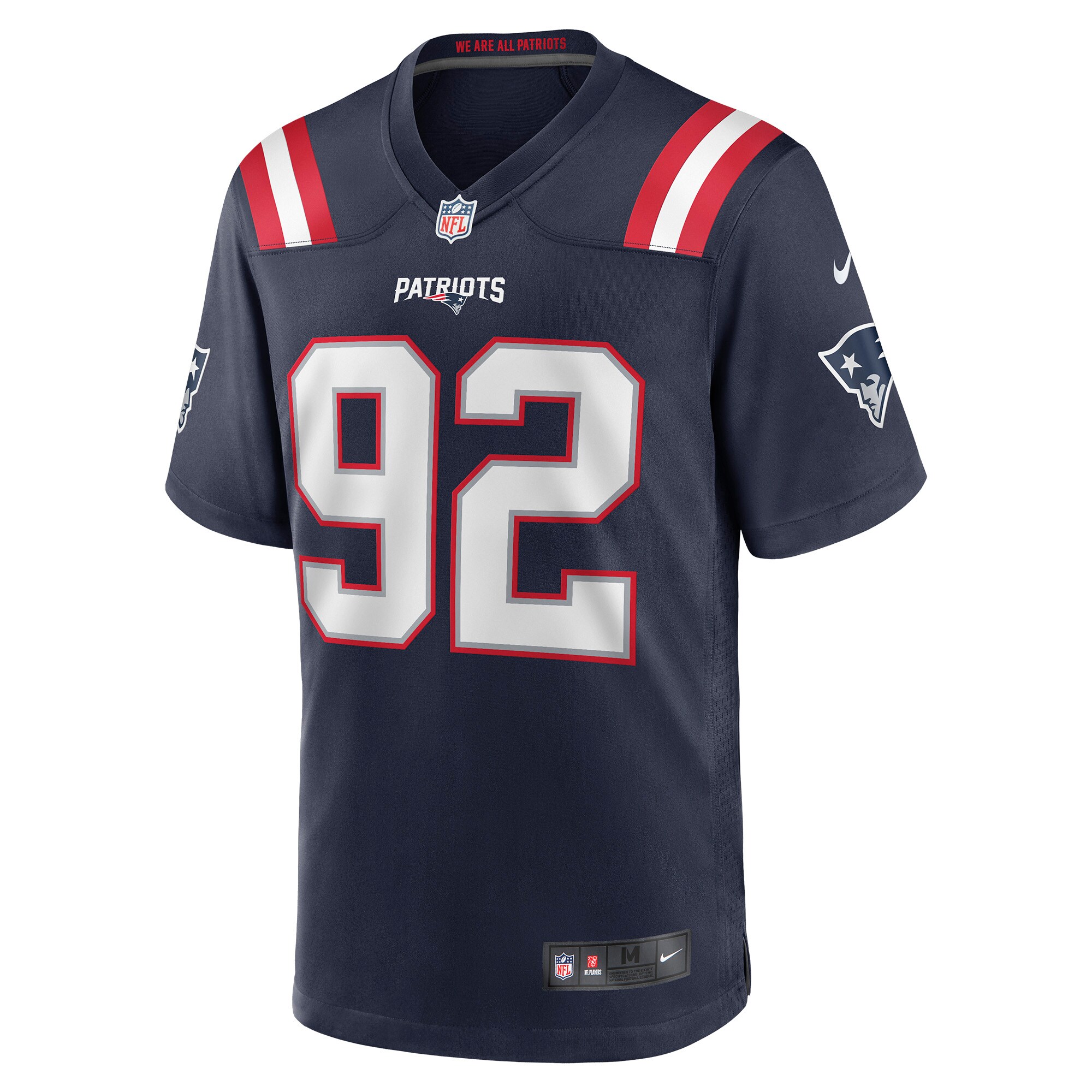 Alternative view of Men's New England Patriots Davon Godchaux Navy Game Jersey JS8904 nicesnker