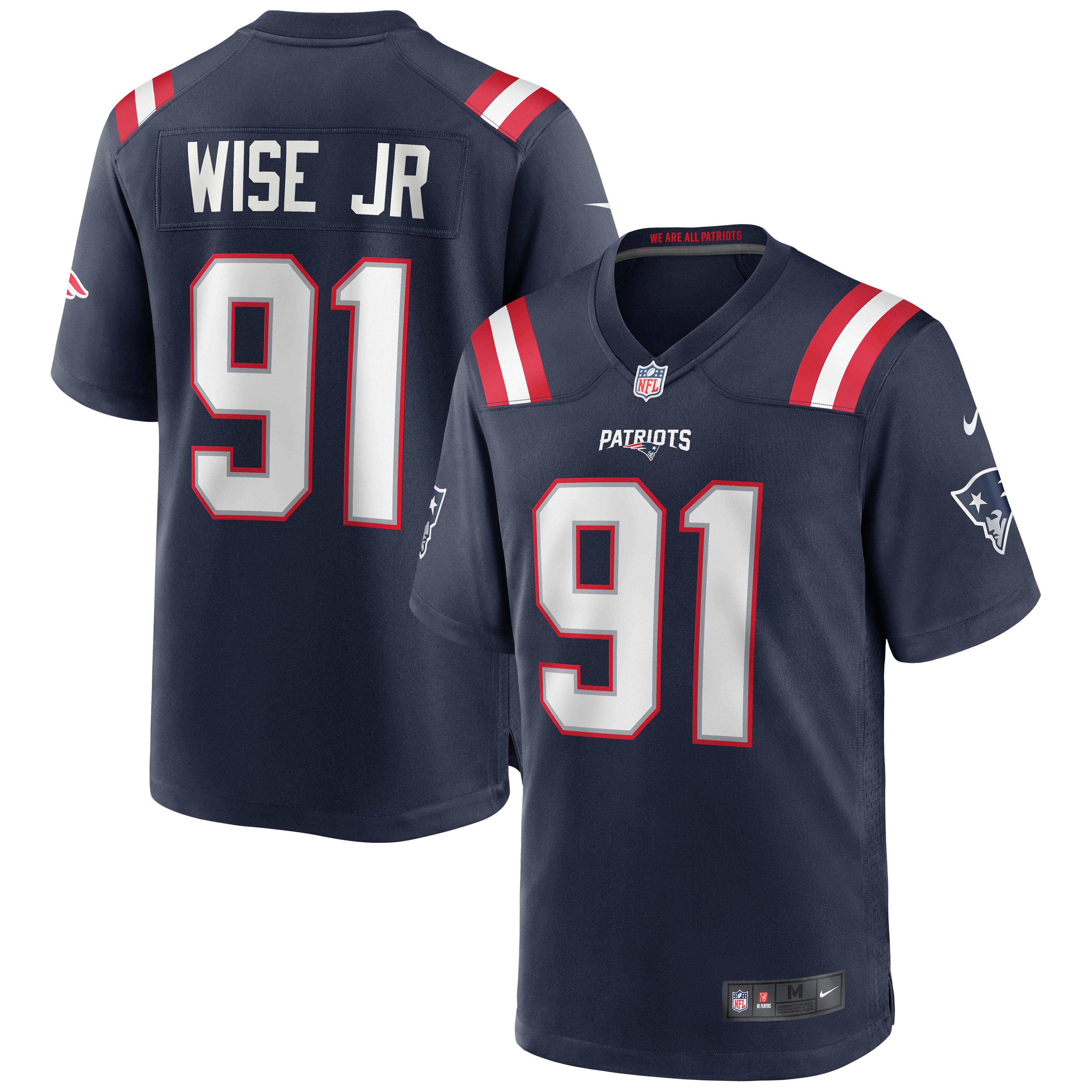 Men's New England Patriots Deatrich Wise Jr. Navy Game Jersey JS3404 nicesnker