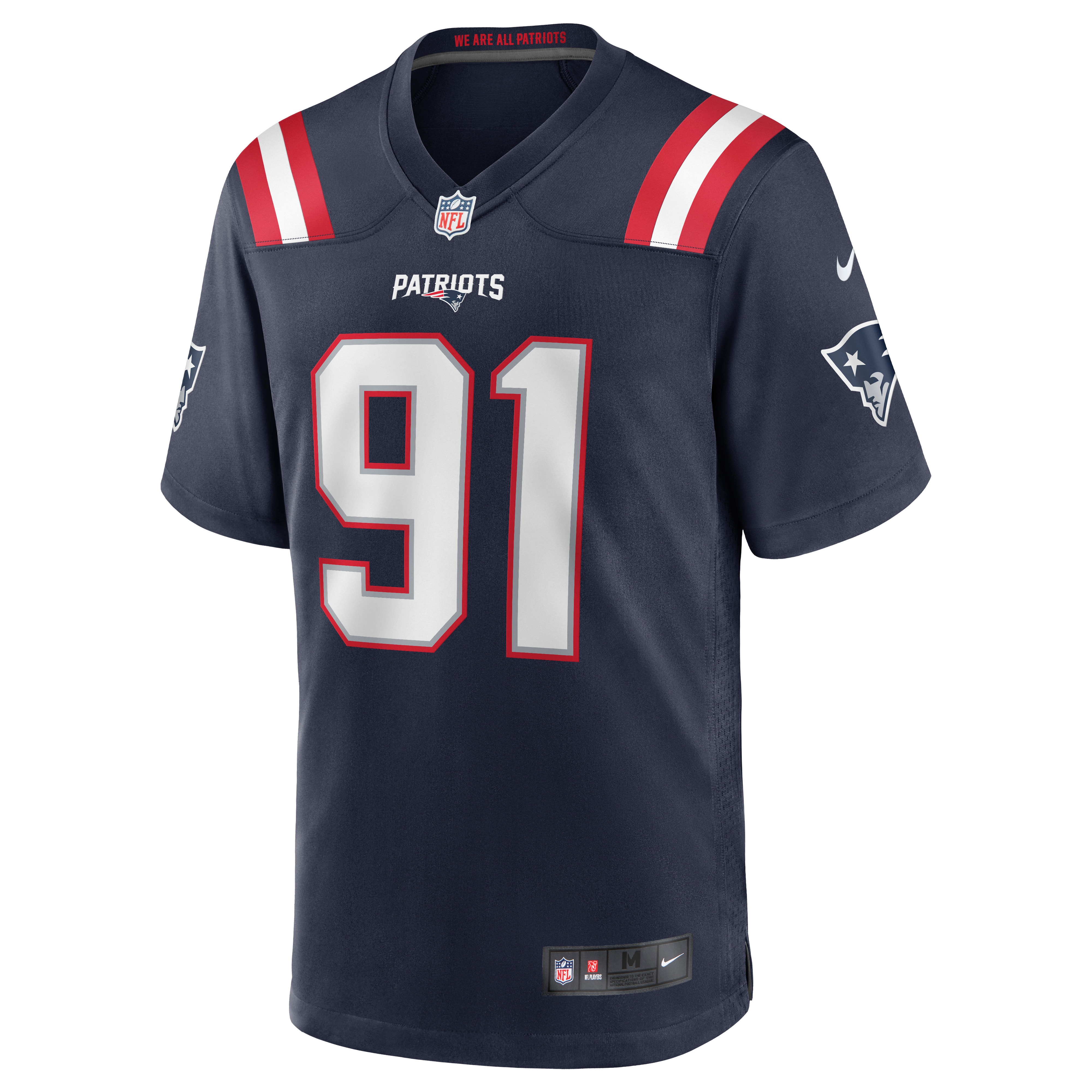 Alternative view of Men's New England Patriots Deatrich Wise Jr. Navy Game Jersey JS3404 nicesnker