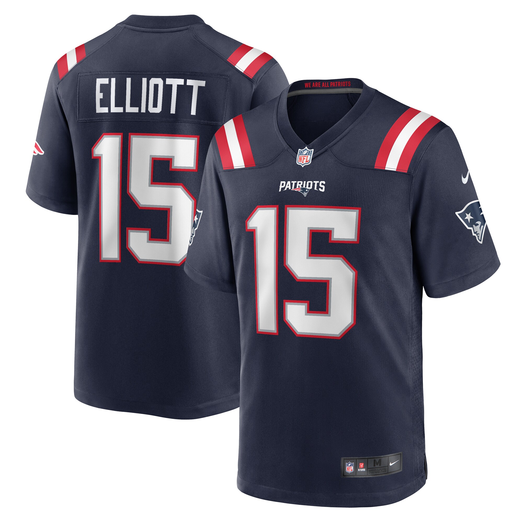 Men's New England Patriots Ezekiel Elliott Navy Game Player Jersey JS4226 nicesnker