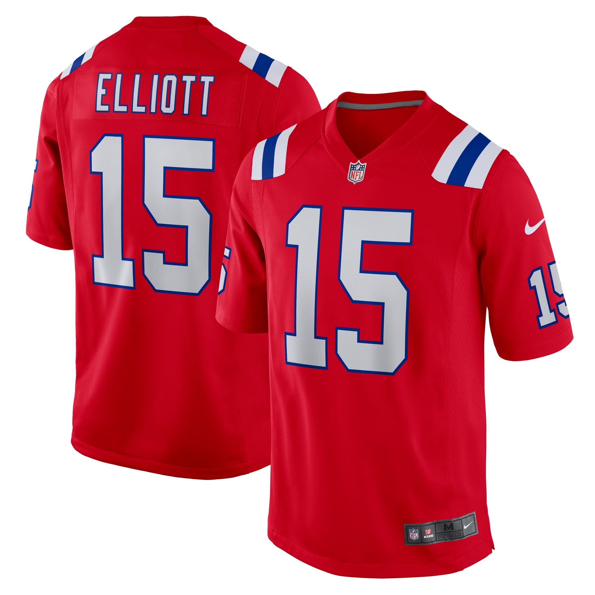 Men's New England Patriots Ezekiel Elliott Red Alternate Game Player Jersey JS6861 nicesnker