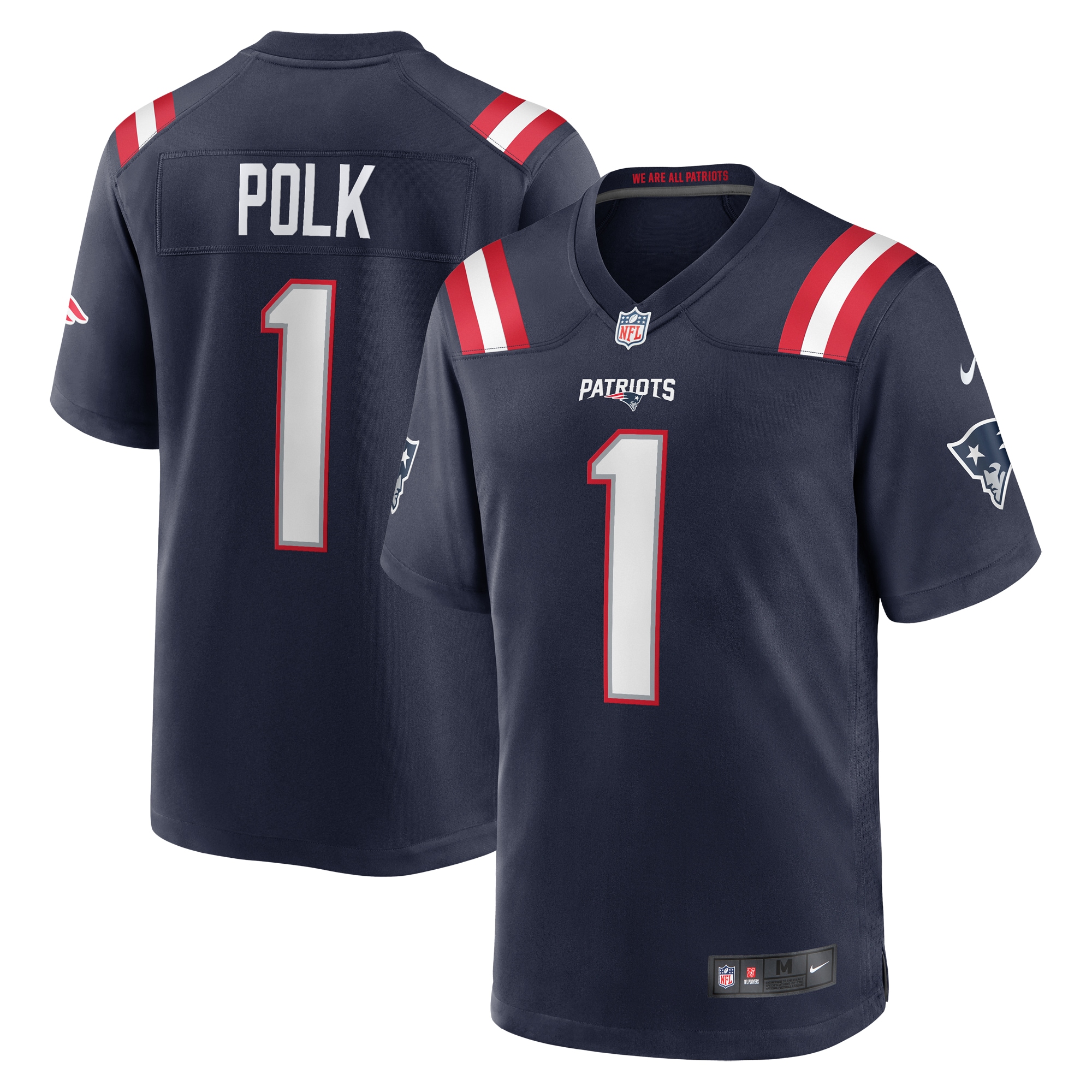 Men's New England Patriots Ja'Lynn Polk Navy Team Game Jersey JS5558 nicesnker