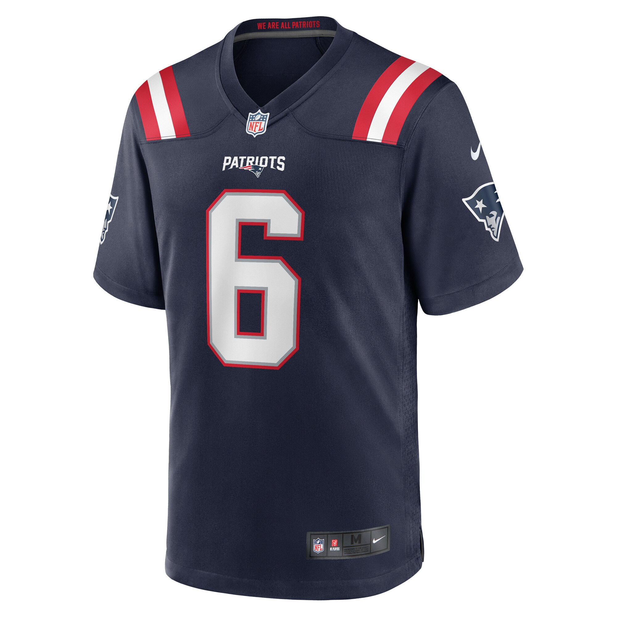 Alternative view of Men's New England Patriots Javon Baker Navy Team Game Jersey JS1491 nicesnker