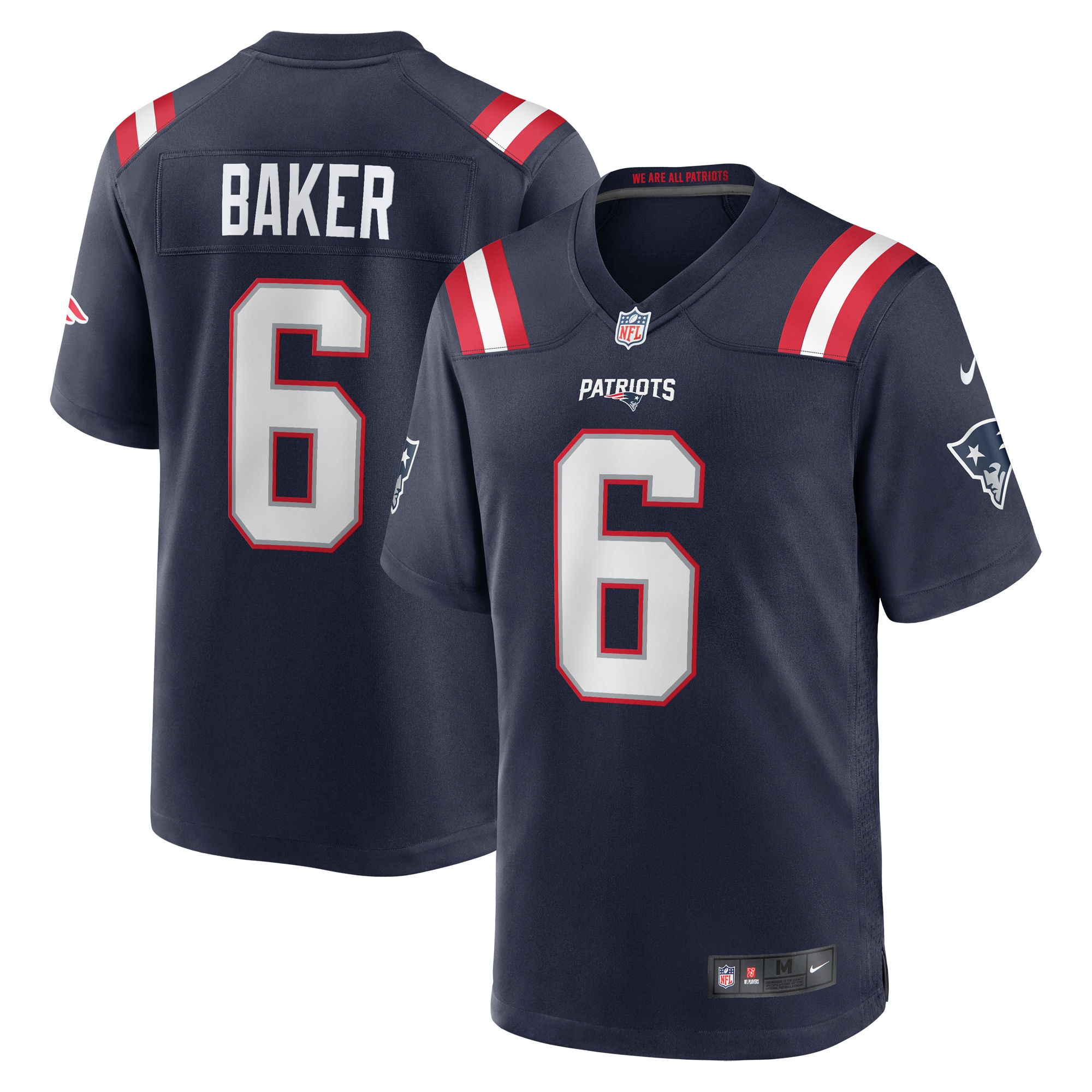 Men's New England Patriots Javon Baker Navy Team Game Jersey JS1491 nicesnker