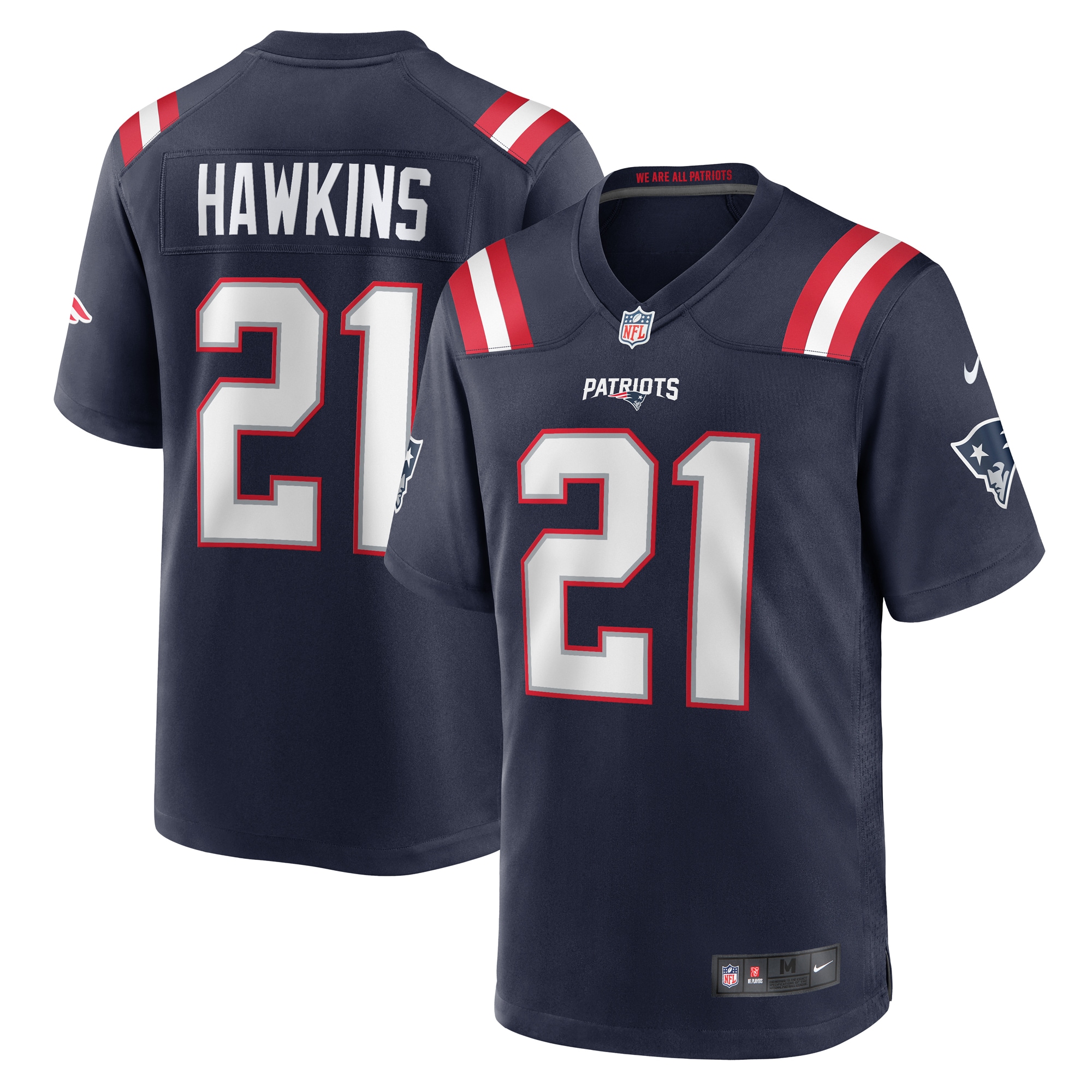 Men's New England Patriots Jaylinn Hawkins Navy Game Jersey JS2622 nicesnker