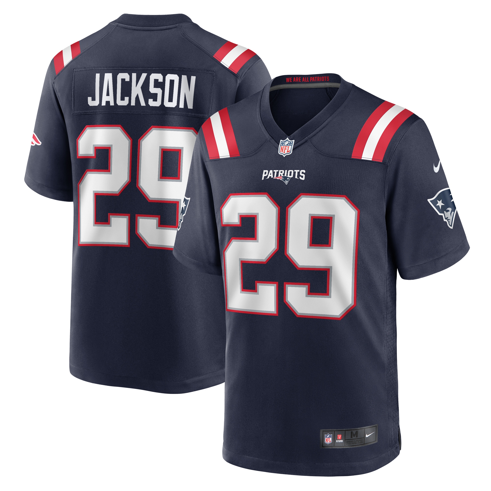 Men's New England Patriots JC Jackson Navy Game Jersey JS7501 nicesnker