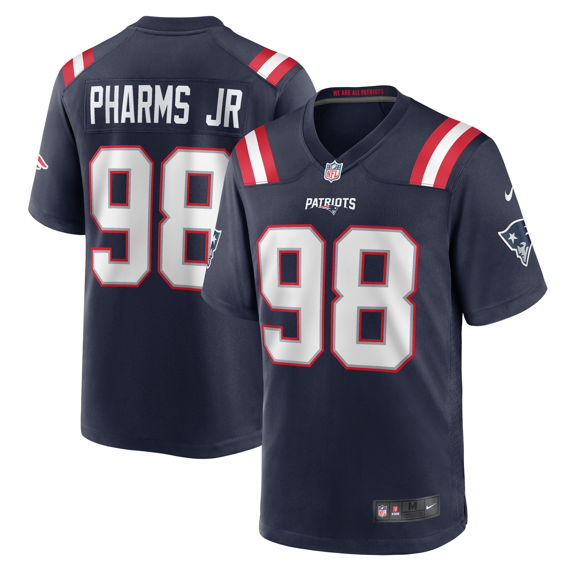 Men's New England Patriots Jeremiah Pharms Jr. Navy Game Jersey JS1799 nicesnker