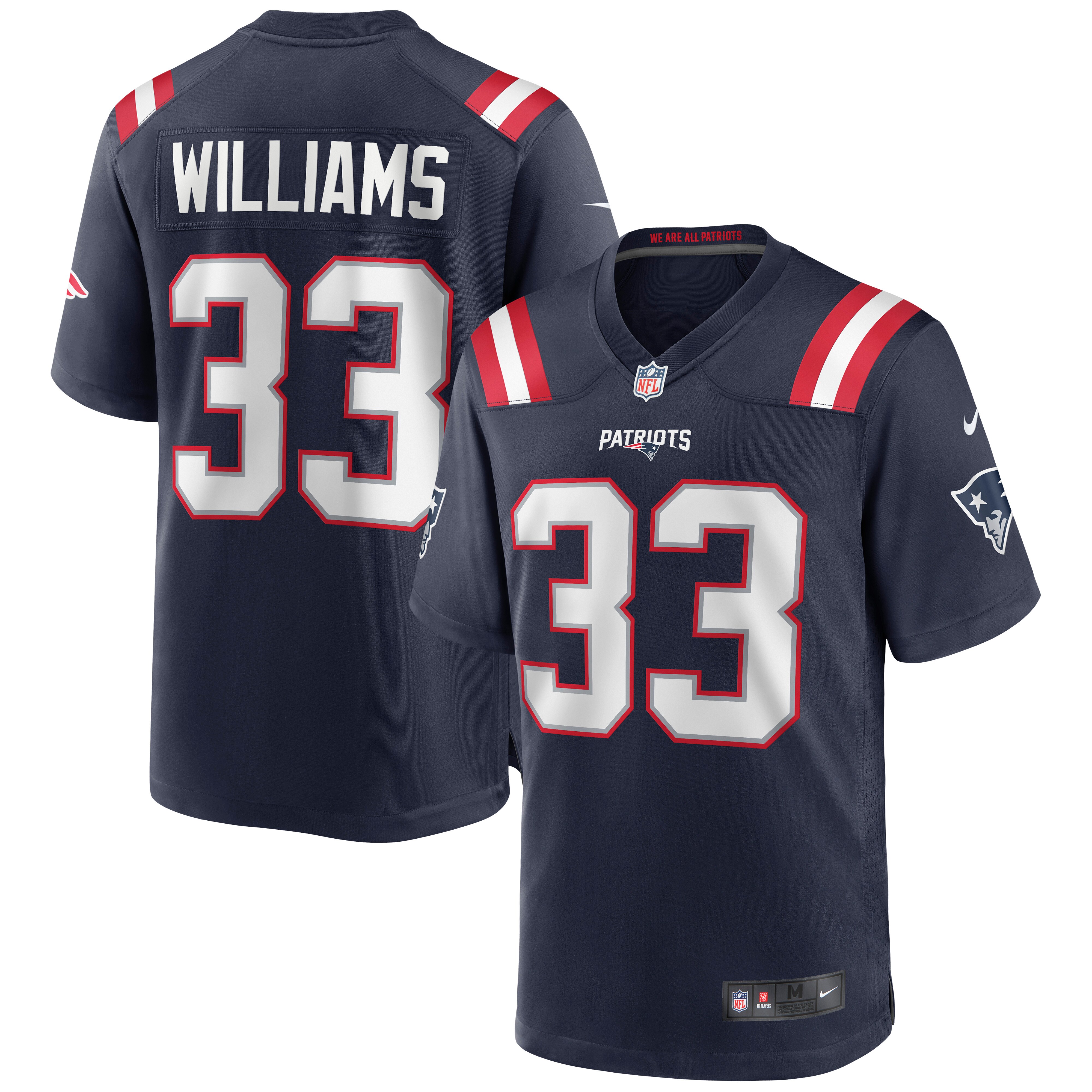 Men's New England Patriots Joejuan Williams Navy Game Jersey JS4478 nicesnker