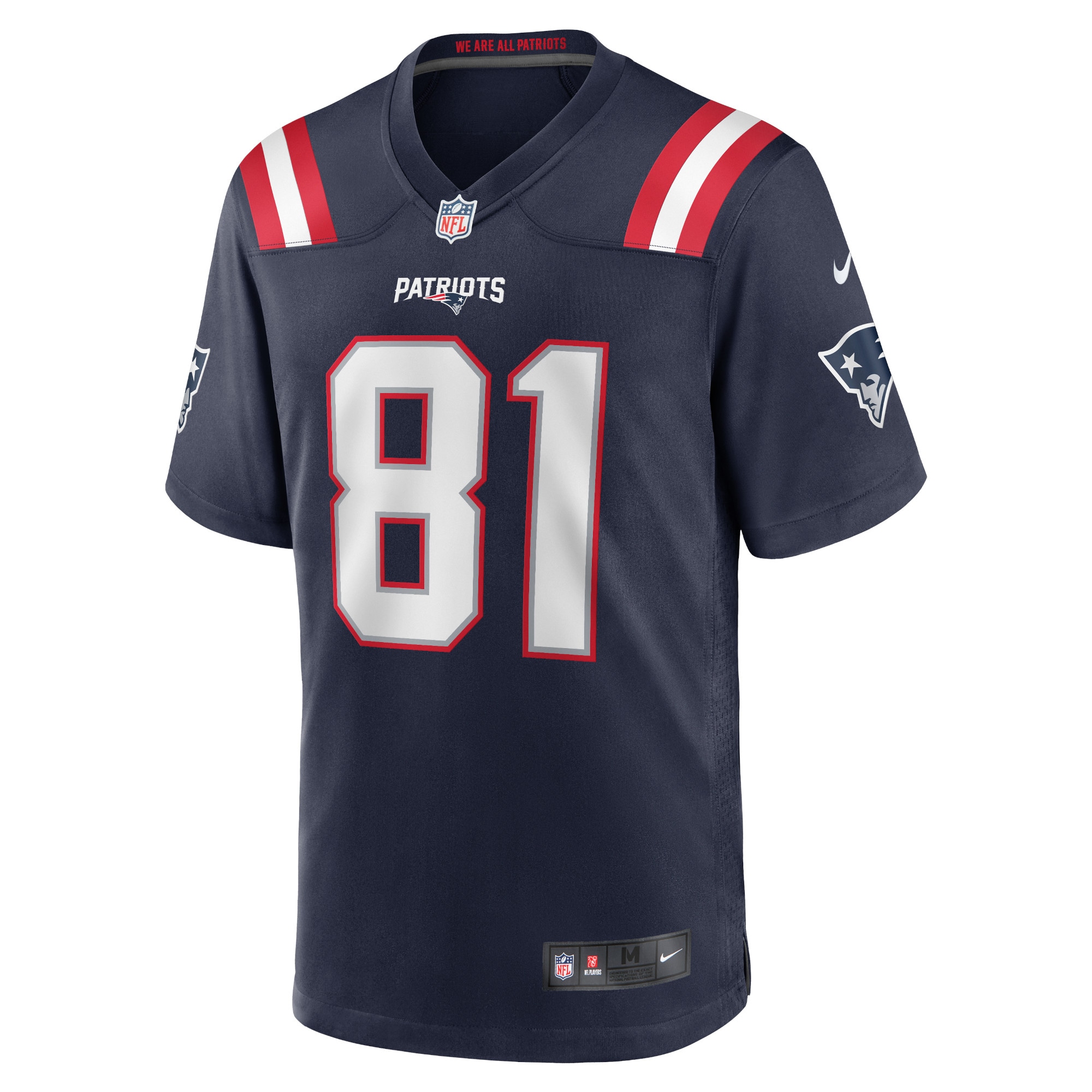 Alternative view of Men's New England Patriots Jonnu Smith Navy Game Jersey JS7093 nicesnker