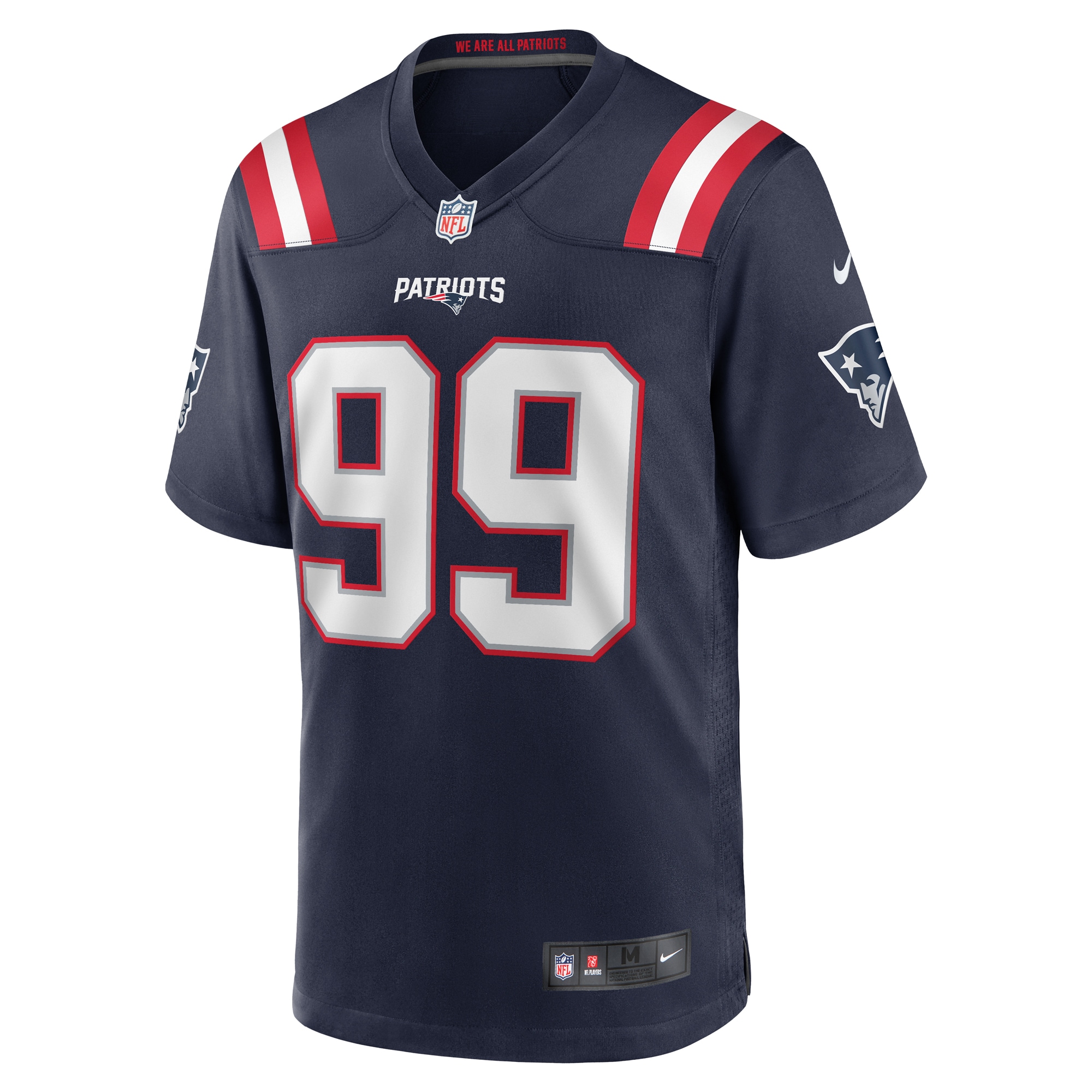 Alternative view of Men's New England Patriots Keion White Navy Team Game Jersey JS4625 nicesnker