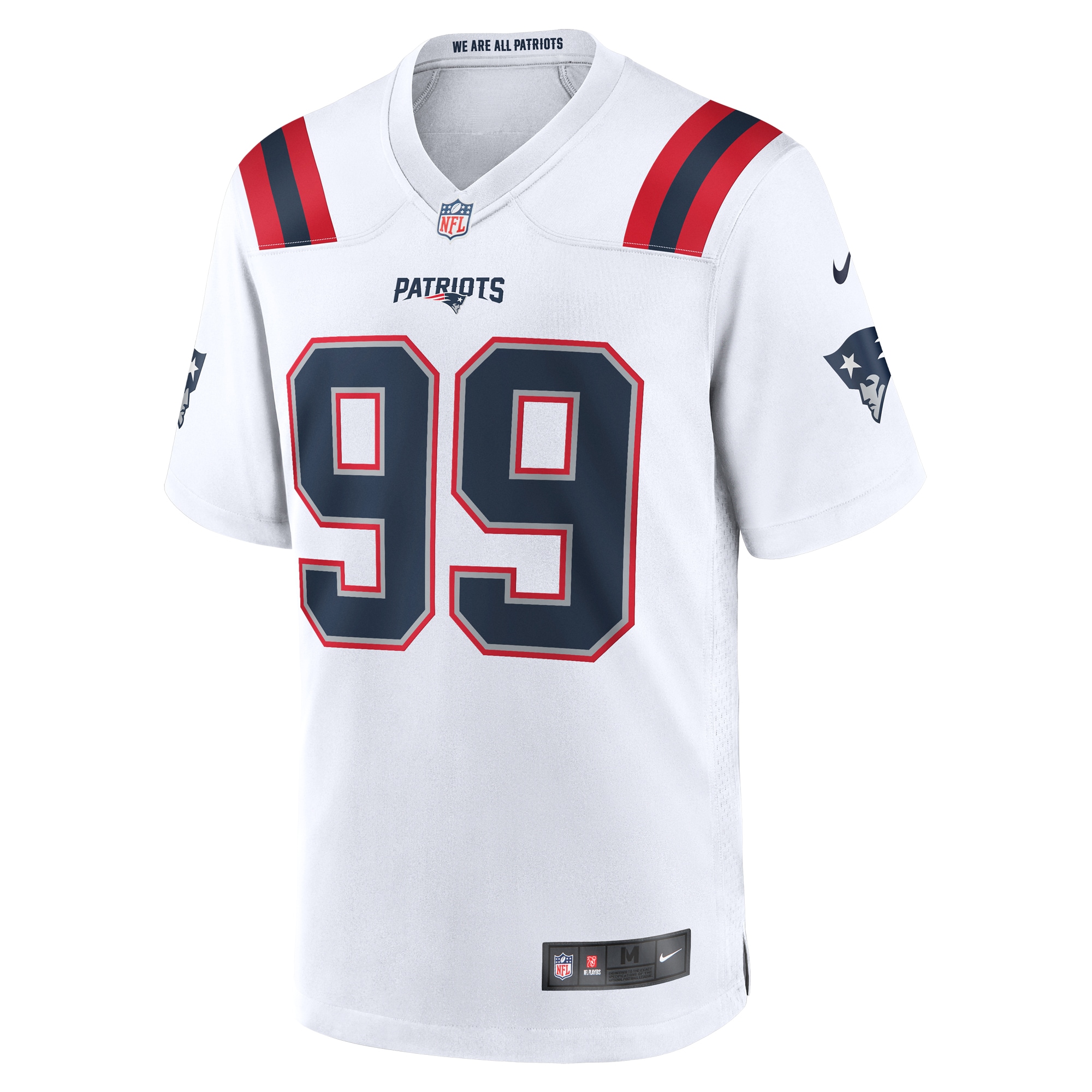Alternative view of Men's New England Patriots Keion White White Game Jersey JS4025 nicesnker