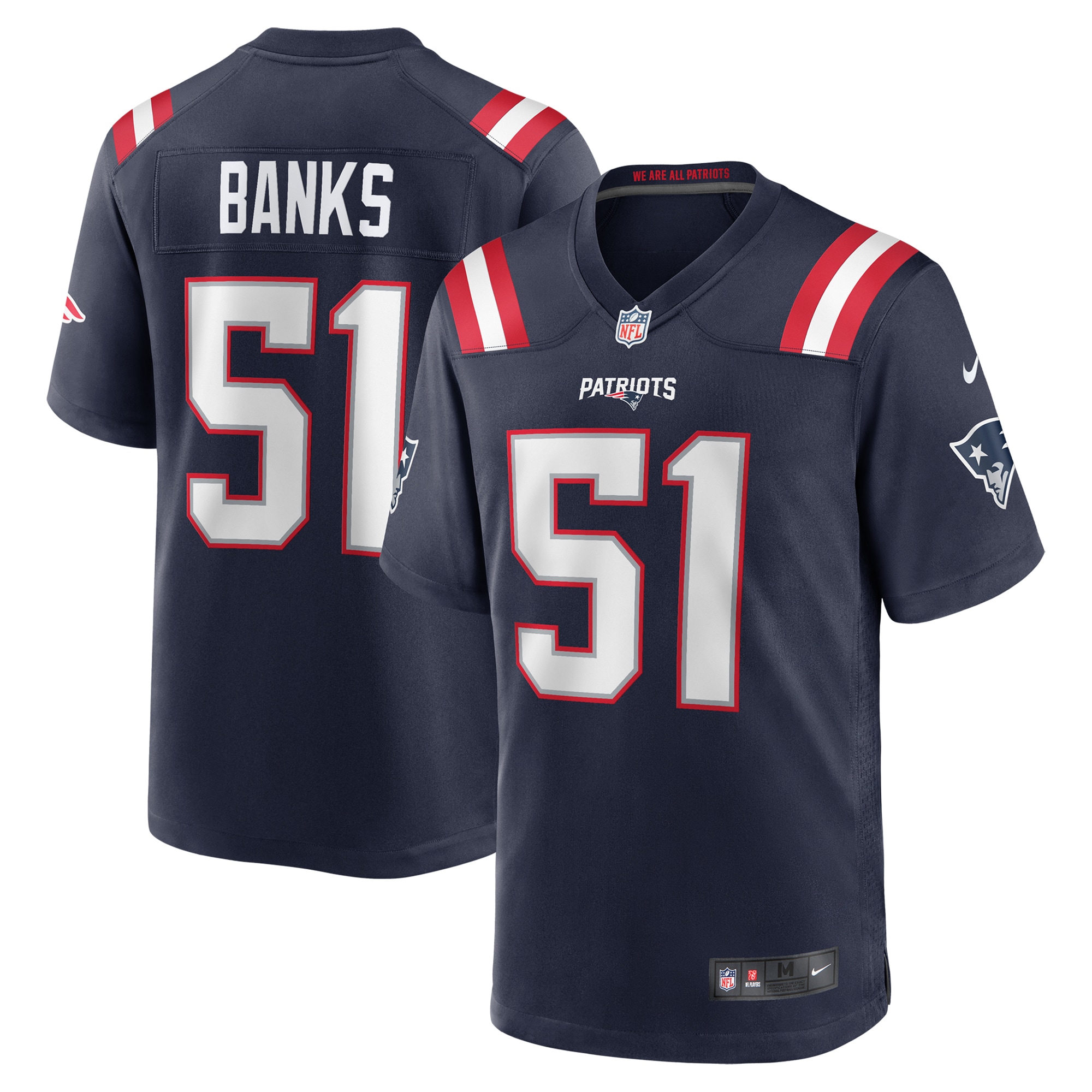 Men's New England Patriots Keshawn Banks Navy Game Jersey JS7807 nicesnker