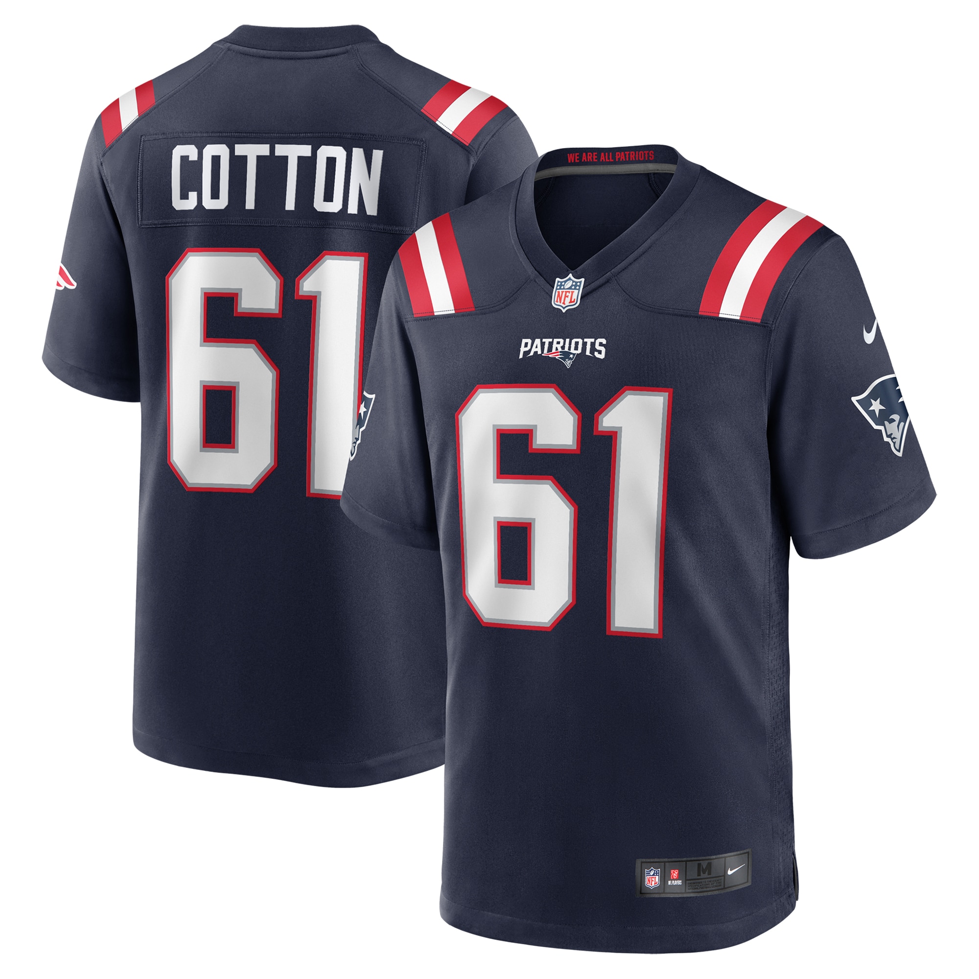 Men's New England Patriots Lester Cotton Sr. Navy Team Game Jersey JS6411 nicesnker