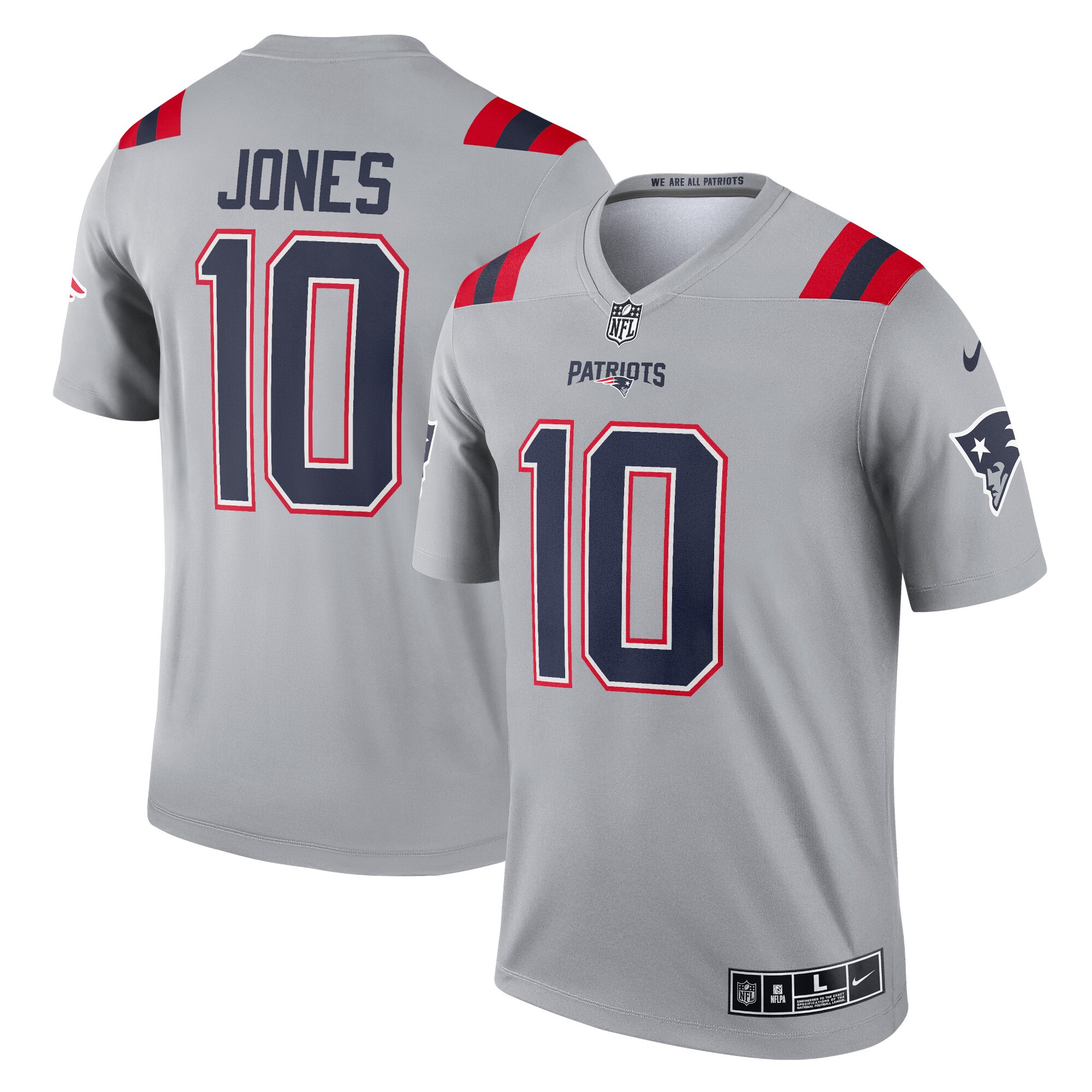 Men's New England Patriots Mac Jones Gray Inverted Legend Player Performance Top JS1994 nicesnker