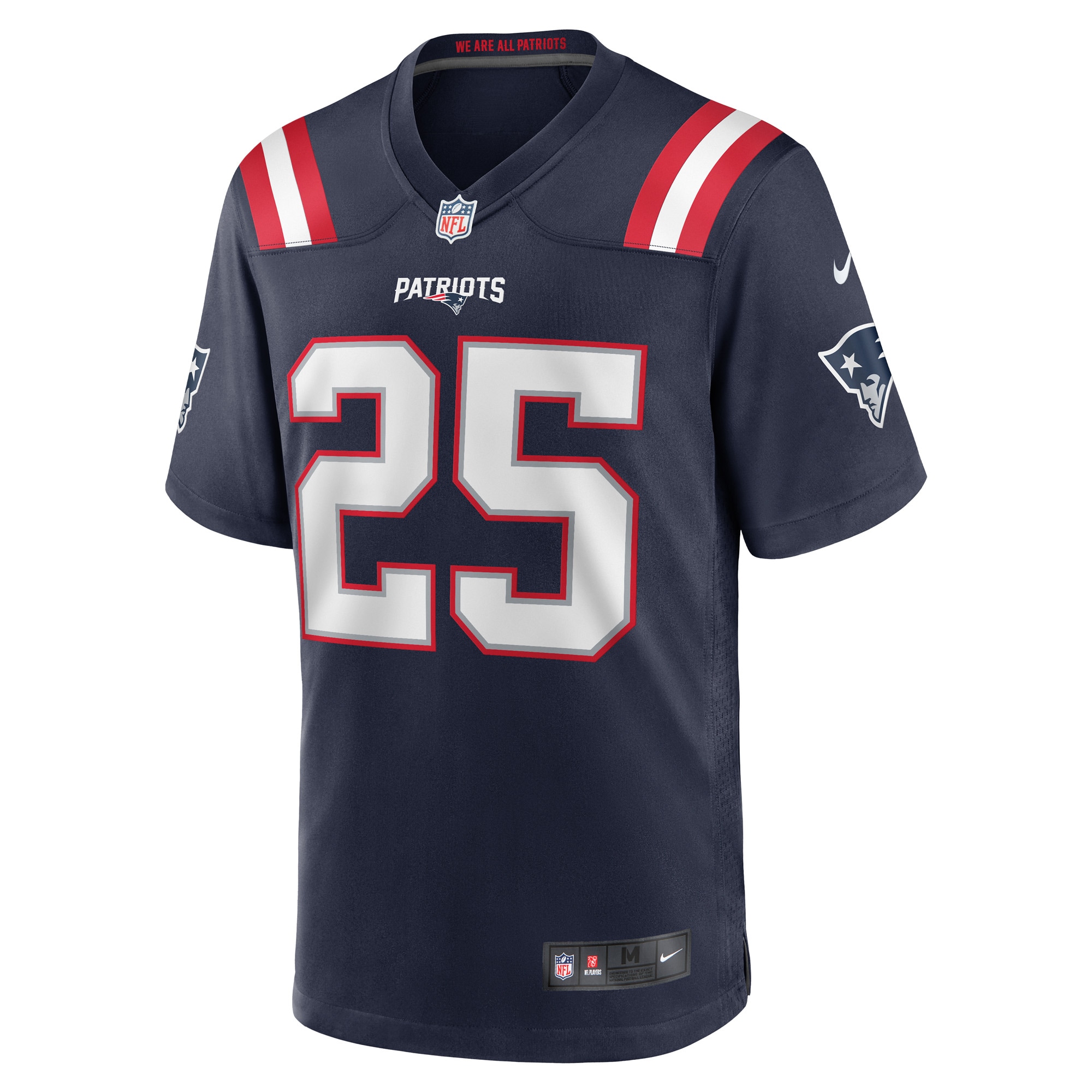 Alternative view of Men's New England Patriots Marcus Jones Navy Game Player Jersey JS3928 nicesnker