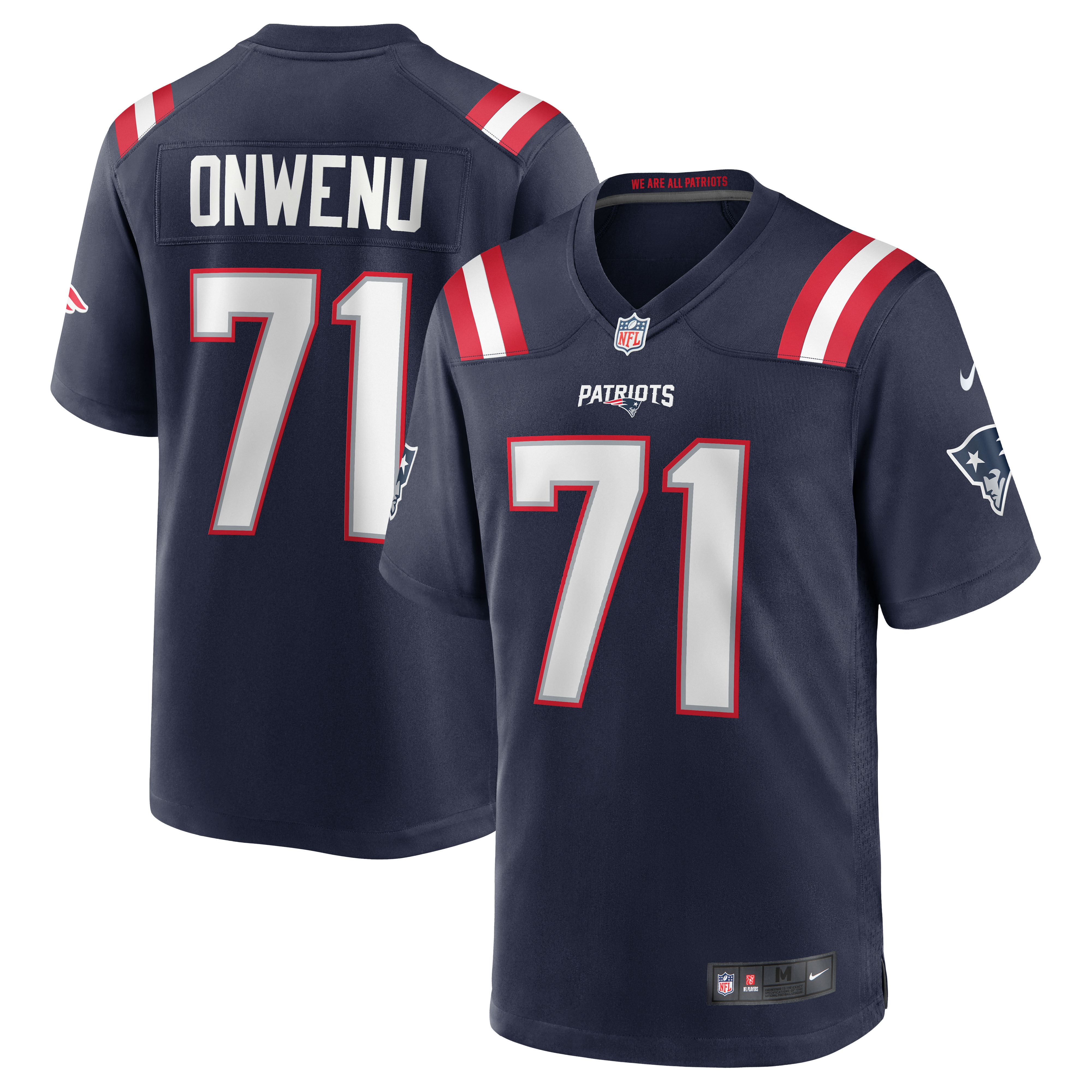 Men's New England Patriots Mike Onwenu Navy Team Game Jersey JS2848 nicesnker