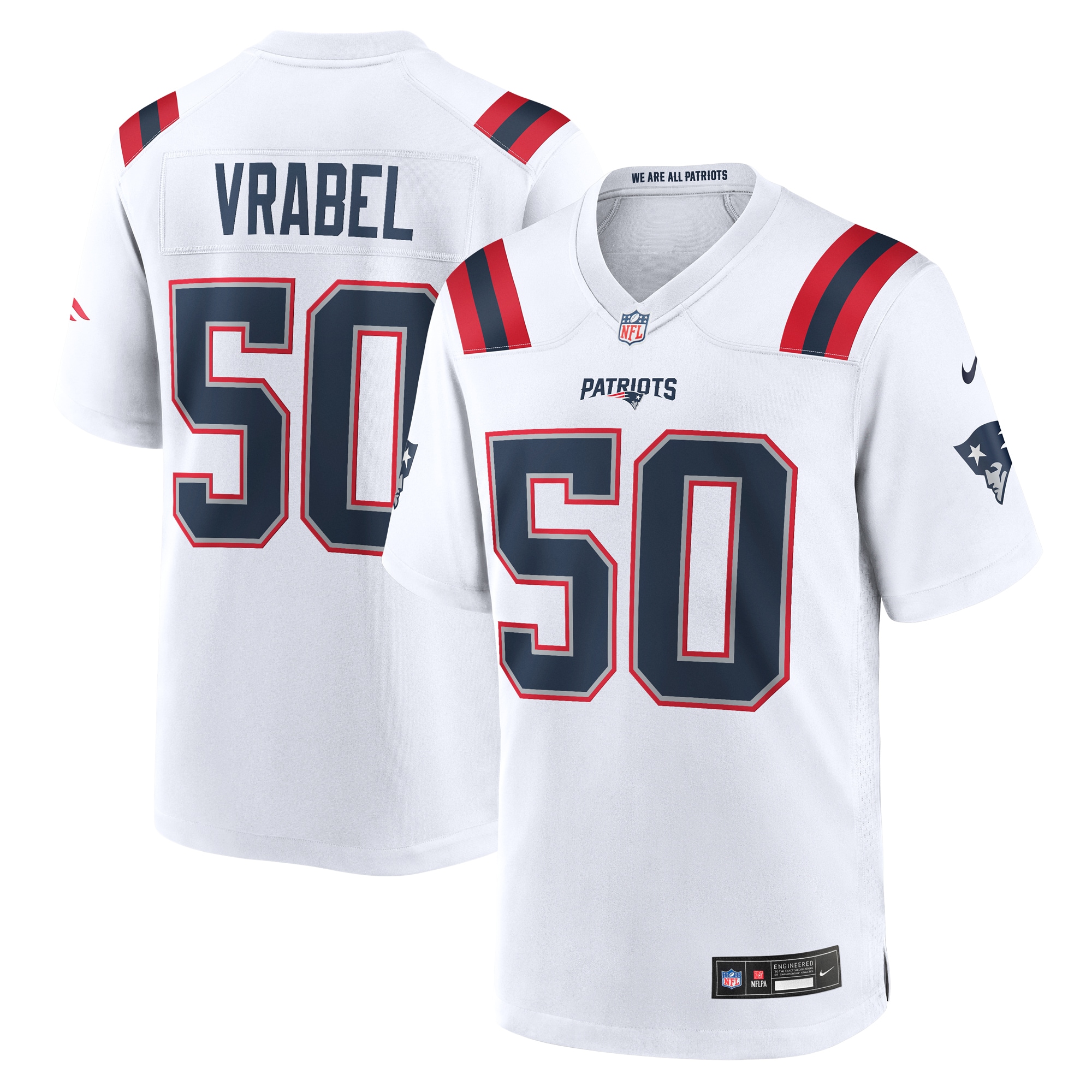 Men's New England Patriots Mike Vrabel White Retired Player Game Jersey JS8121 nicesnker