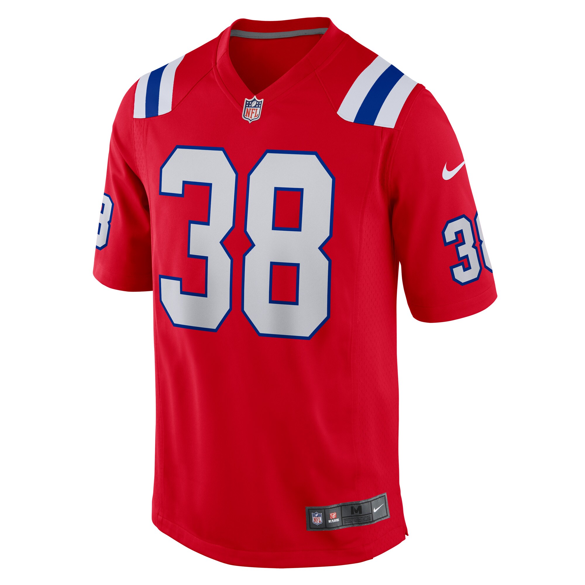 Alternative view of Men's New England Patriots Rhamondre Stevenson Red Alternate Game Player Jersey JS2793 nicesnker