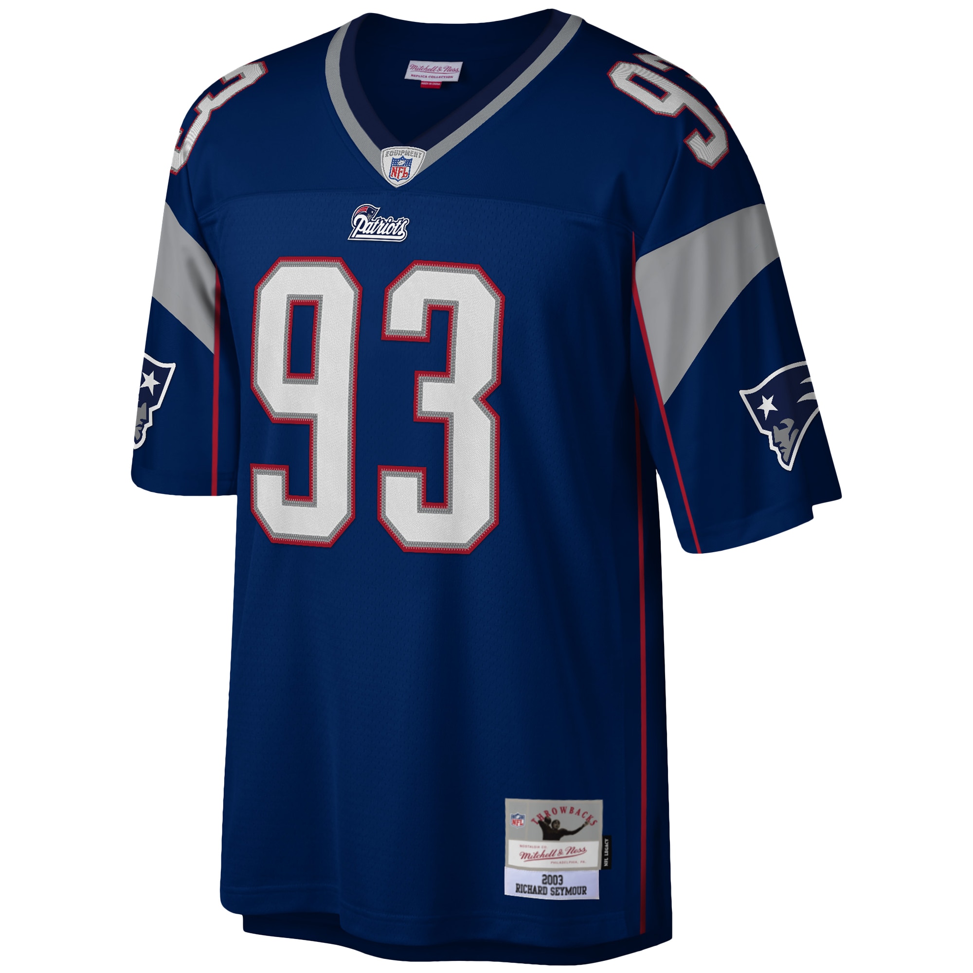 Alternative view of Men's New England Patriots Richard Seymour Mitchell & Ness Navy Legacy Jersey JS1660 nicesnker