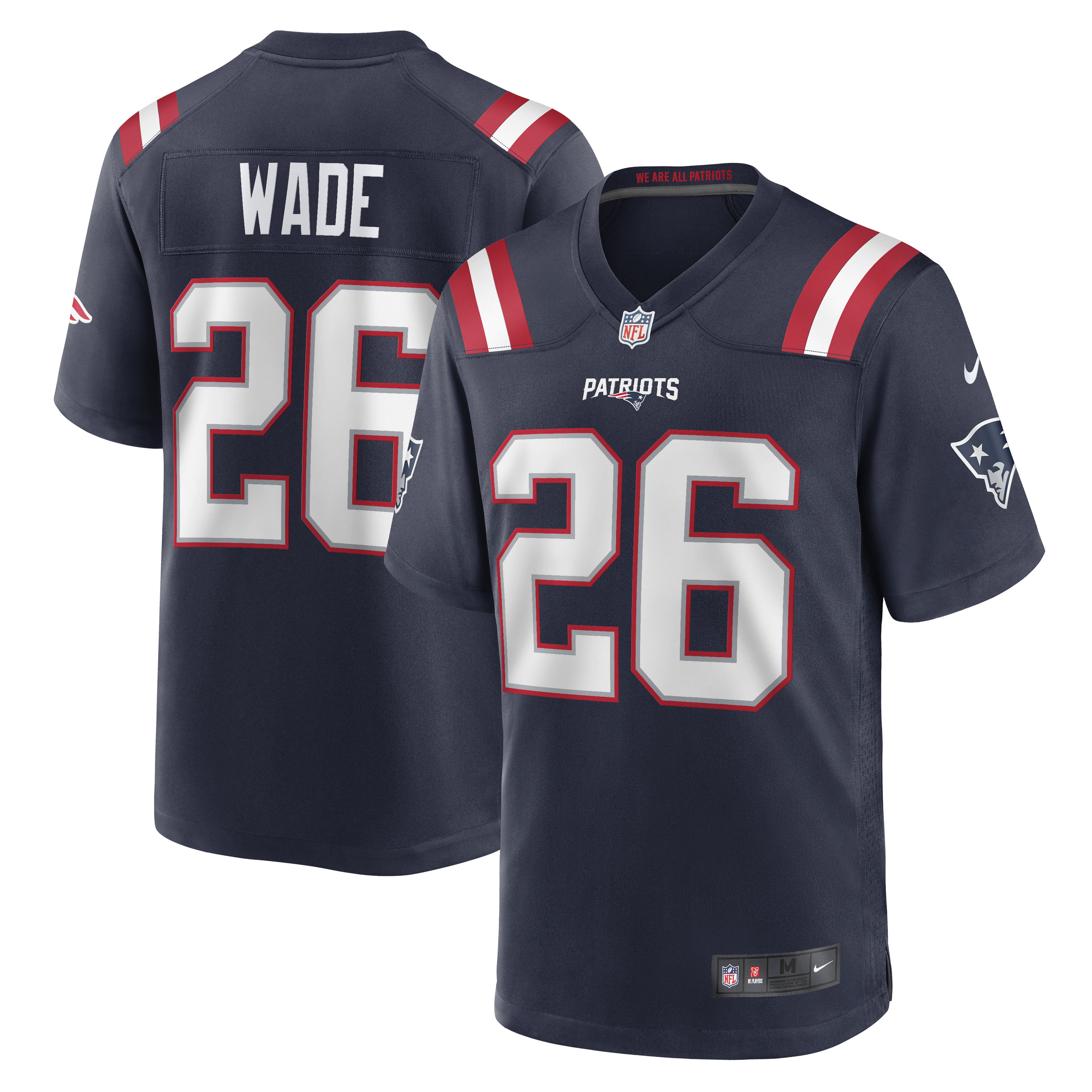 Men's New England Patriots Shaun Wade Navy Game Jersey JS8280 nicesnker