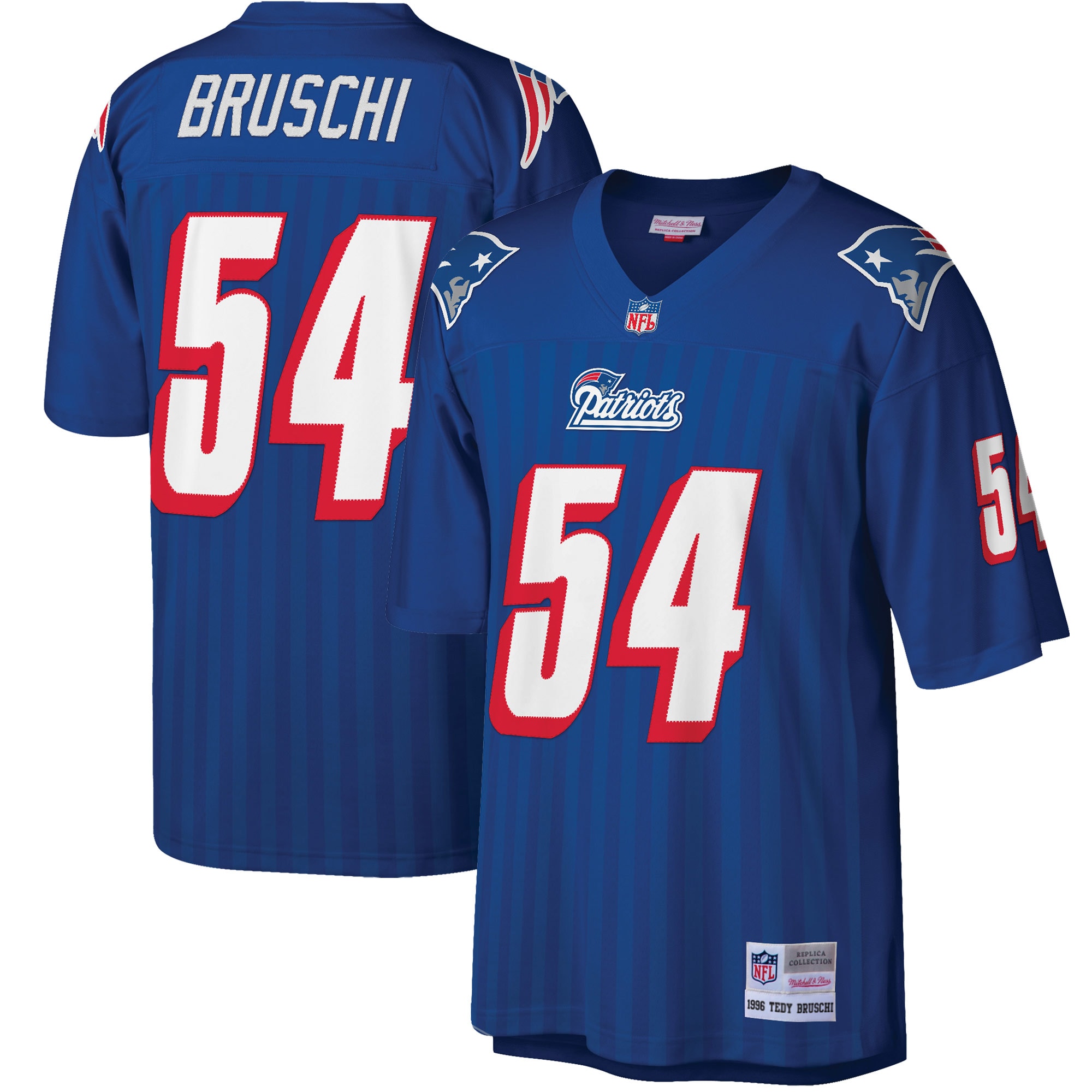Men's New England Patriots Tedy Bruschi Mitchell & Ness Royal Big & Tall 1996 Retired Player Jersey JS4865 nicesnker