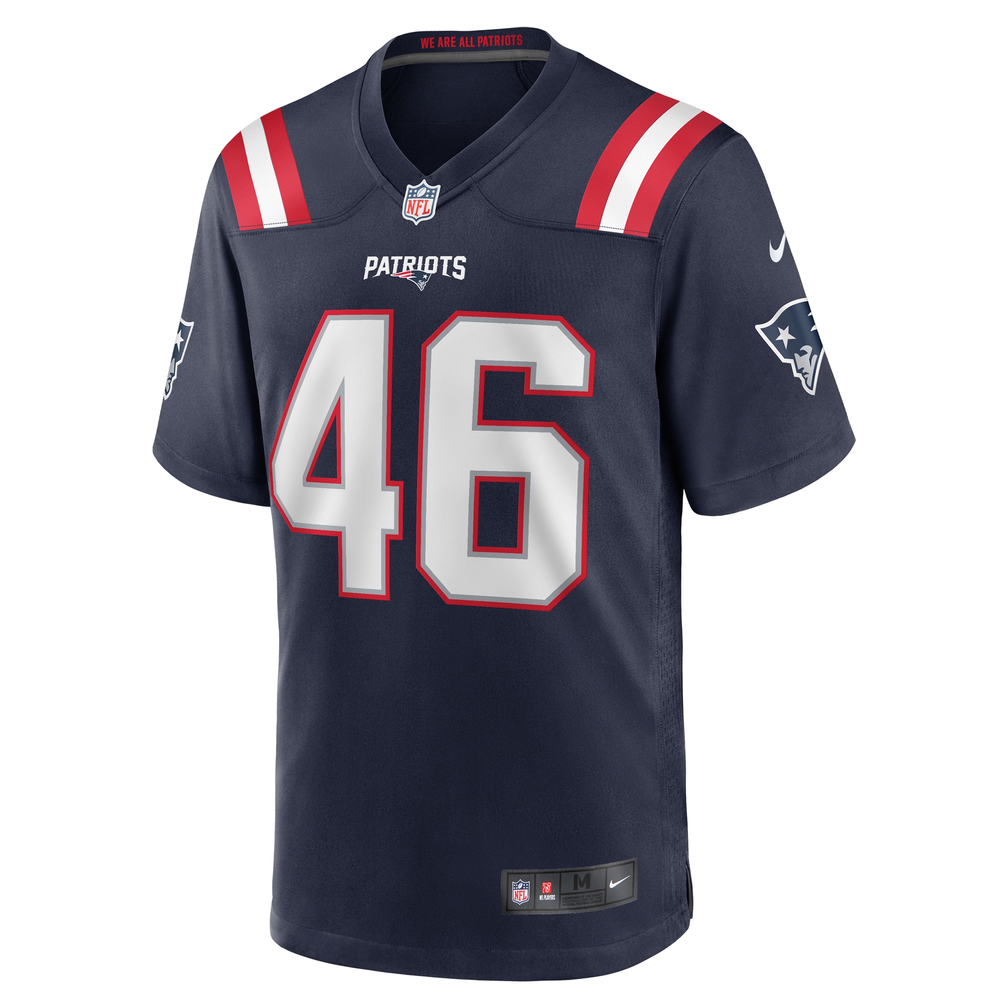 Alternative view of Men's New England Patriots Tucker Addington Navy Home Game Player Jersey JS9525 nicesnker