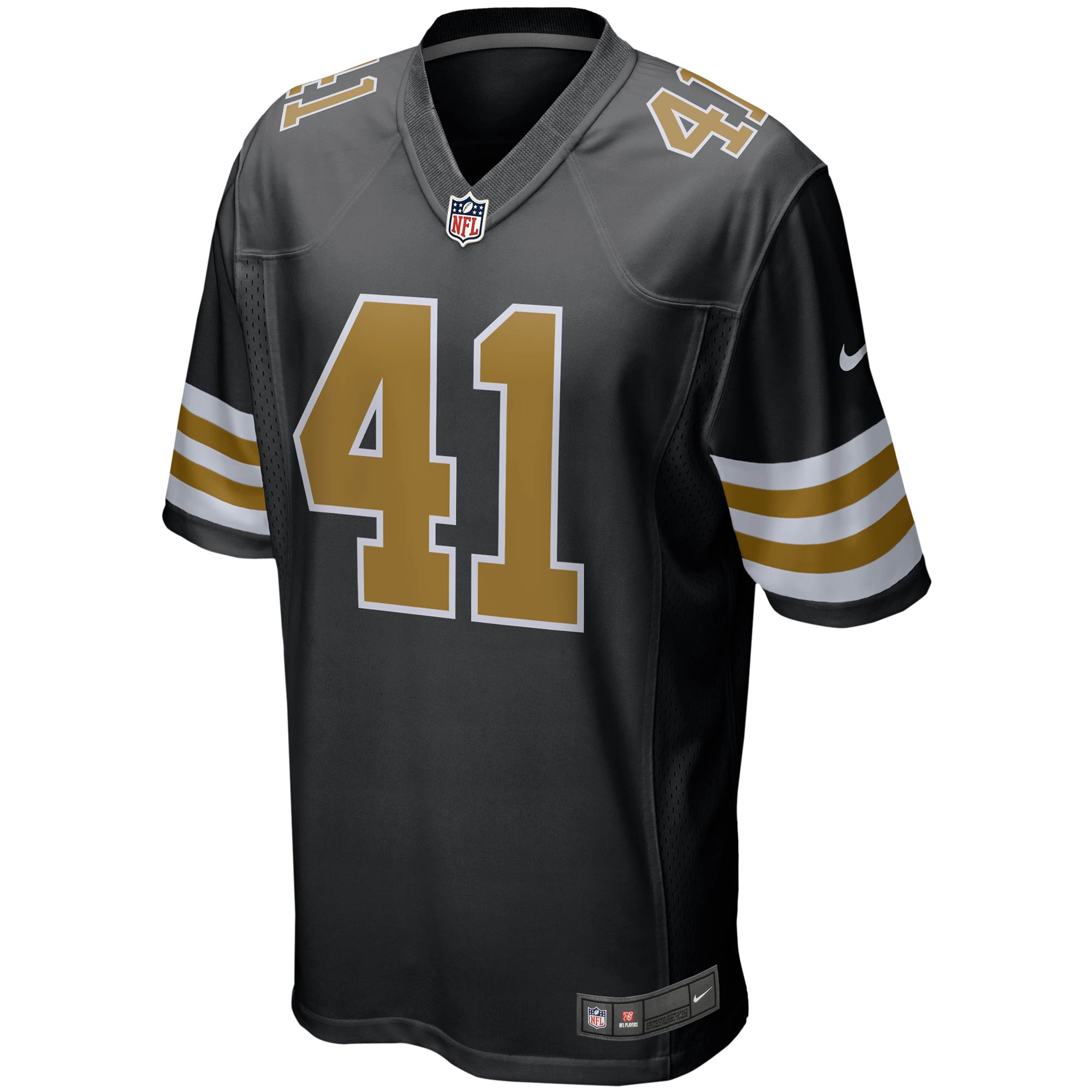 Alternative view of Men's New Orleans Saints Alvin Kamara Black Alternate Game Jersey JS4501 nicesnker
