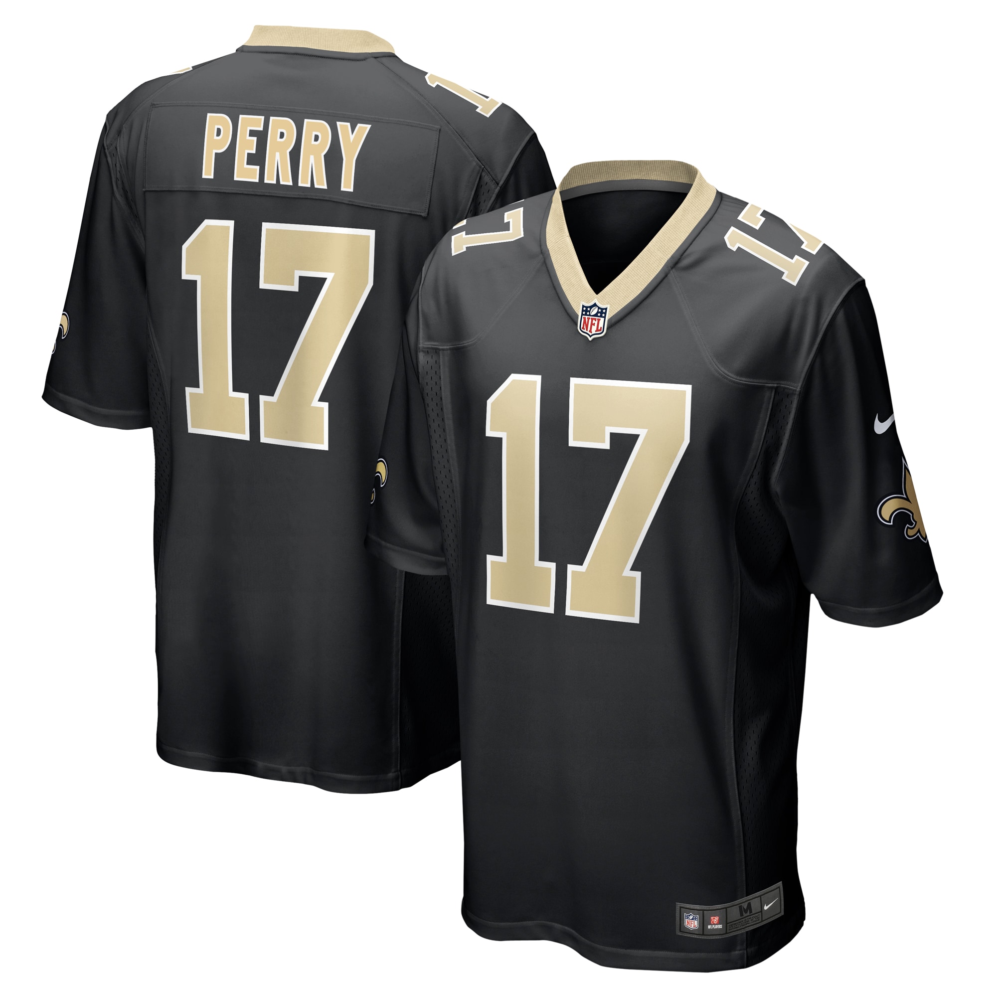 Men's New Orleans Saints A.T. Perry Black Team Game Jersey JS2440 nicesnker