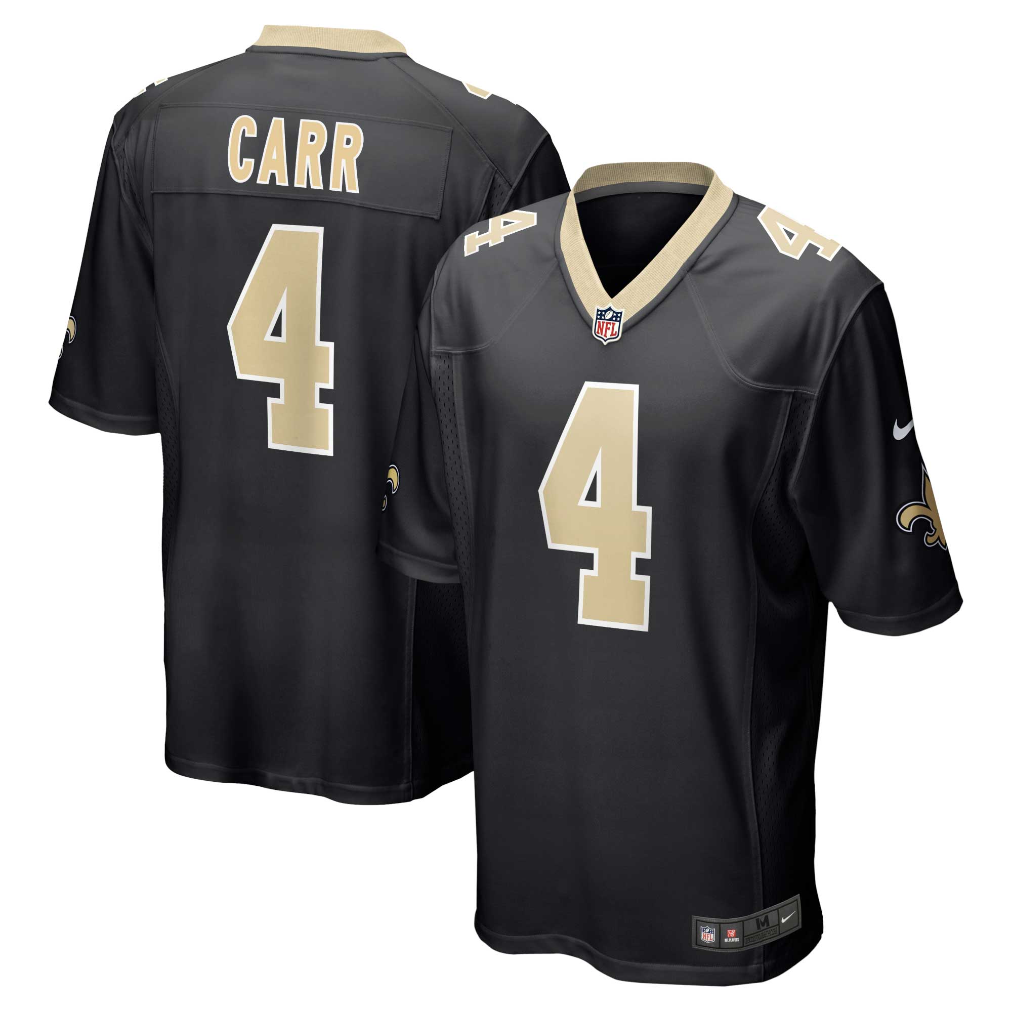 Men's New Orleans Saints Derek Carr Black Game Jersey JS4399 nicesnker