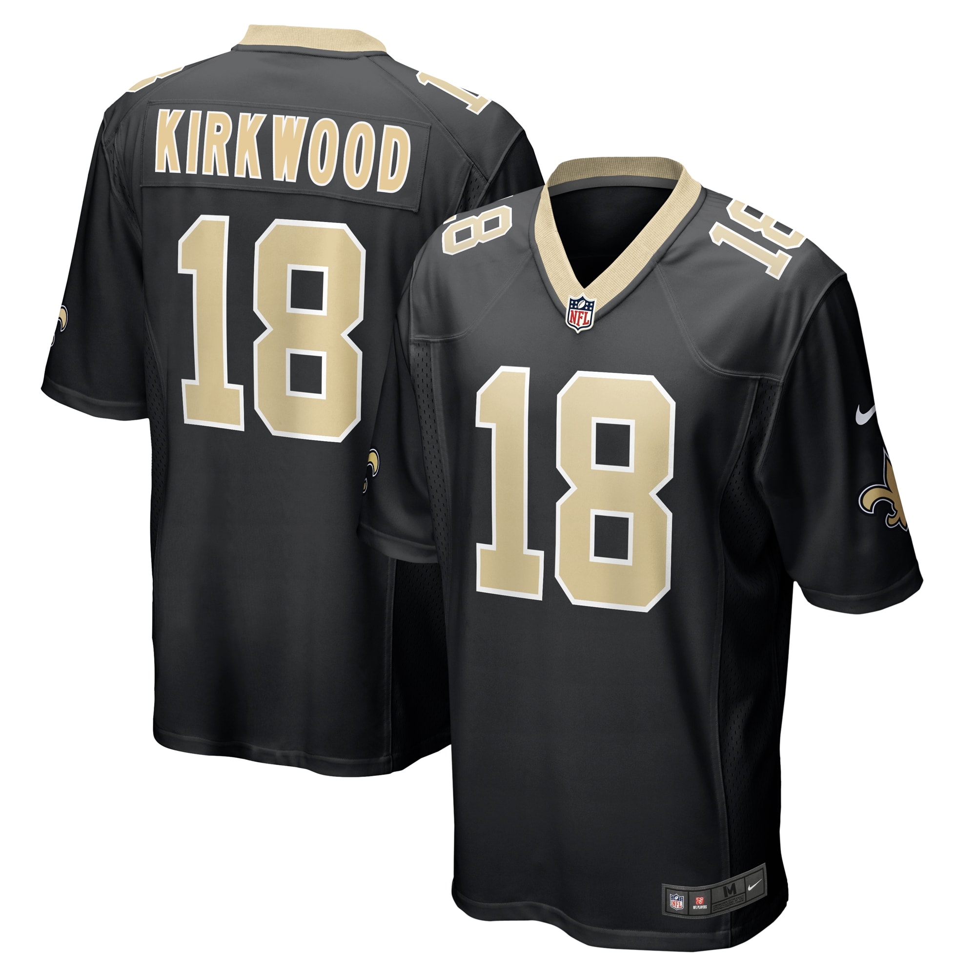Men's New Orleans Saints Keith Kirkwood Black Team Game Jersey JS4367 nicesnker