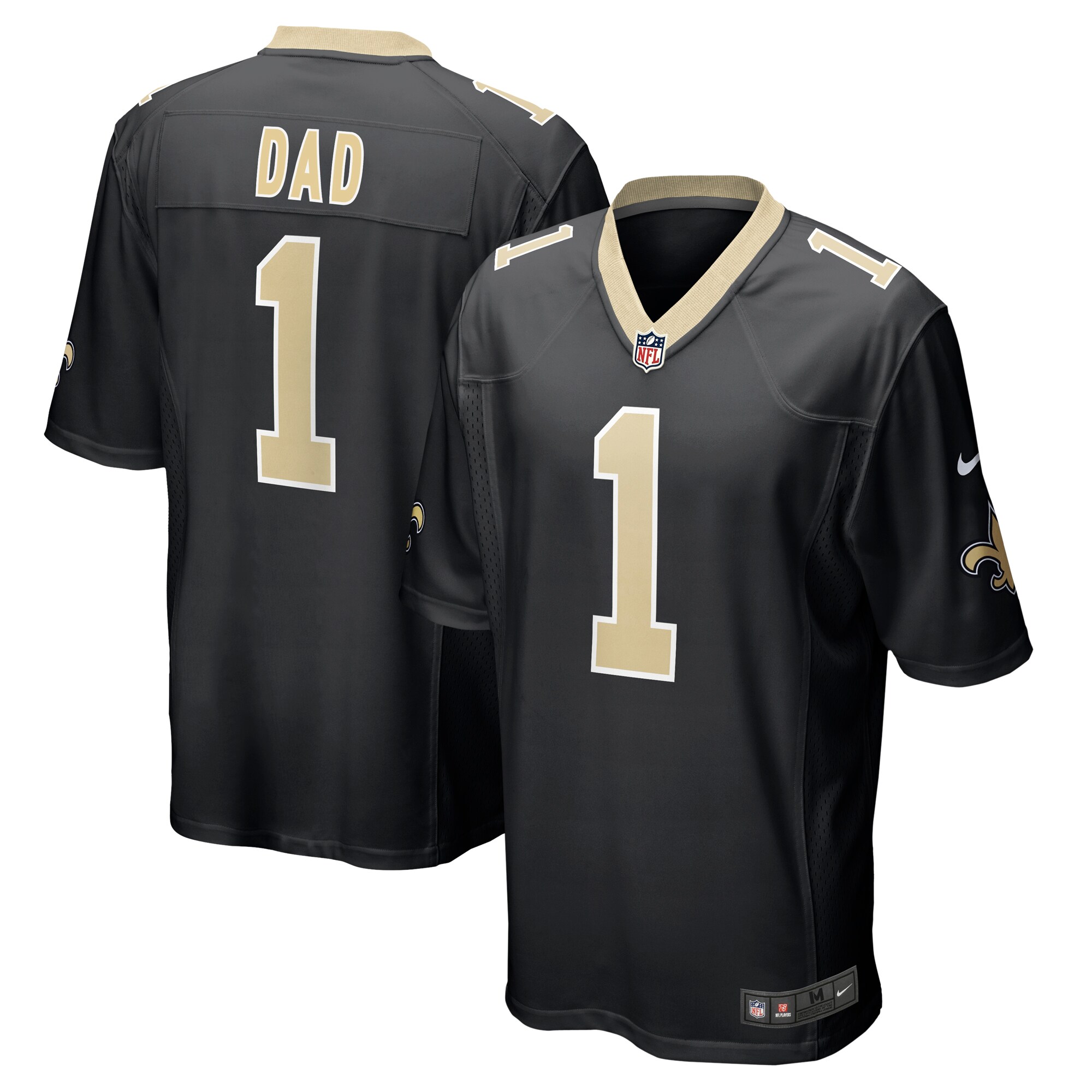 Men's New Orleans Saints Number 1 Dad Black Game Jersey JS3904 nicesnker
