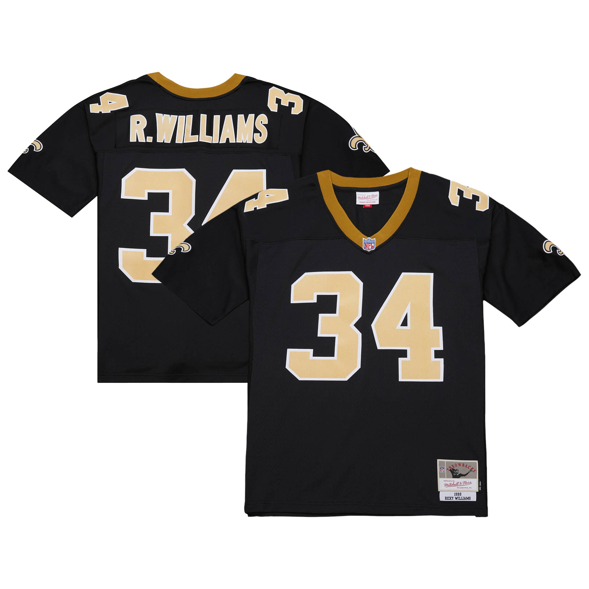 Men's New Orleans Saints Ricky Williams Mitchell & Ness Black 1999 Legacy Jersey JS7566 nicesnker