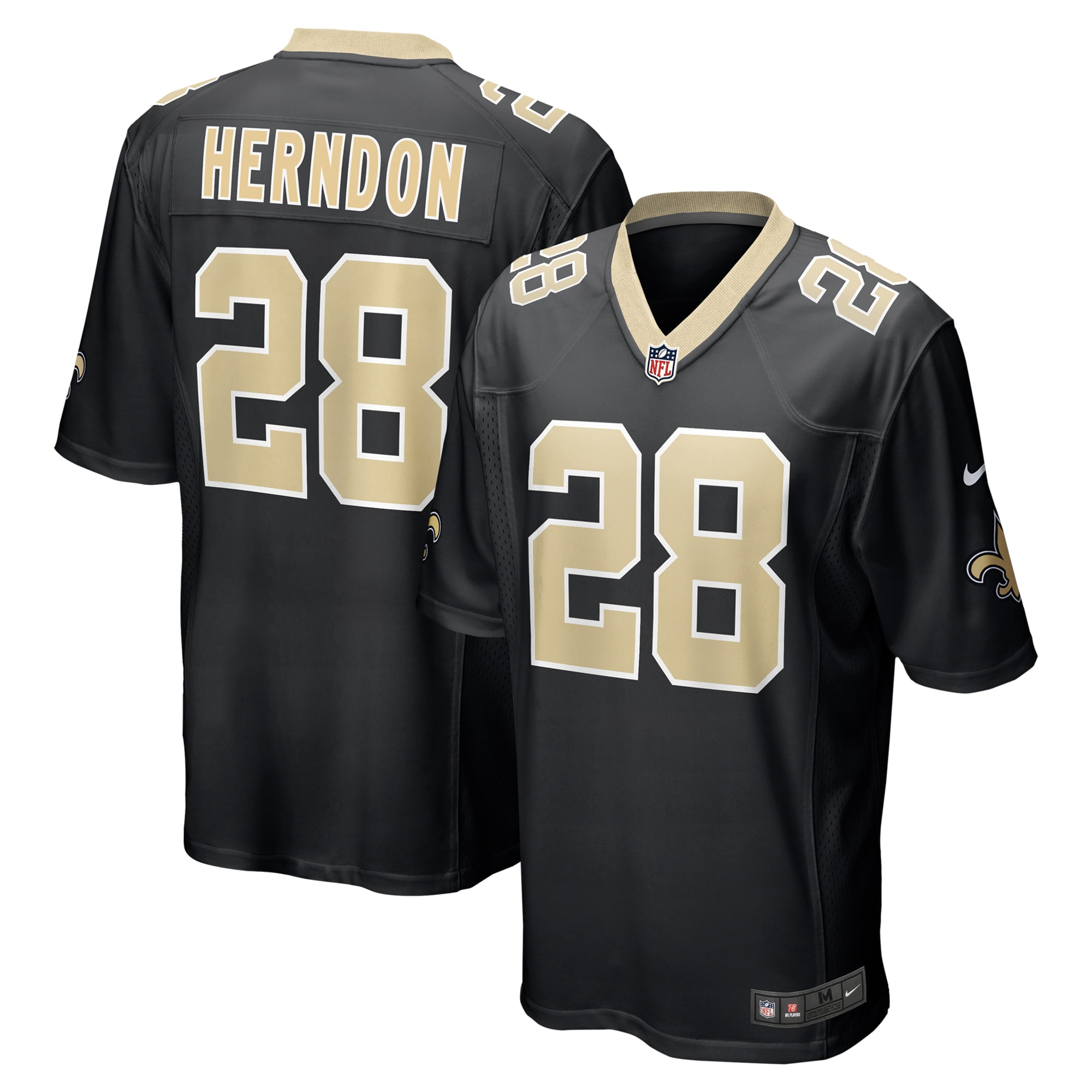 Men's New Orleans Saints Tre Herndon Black Game Jersey JS3858 nicesnker