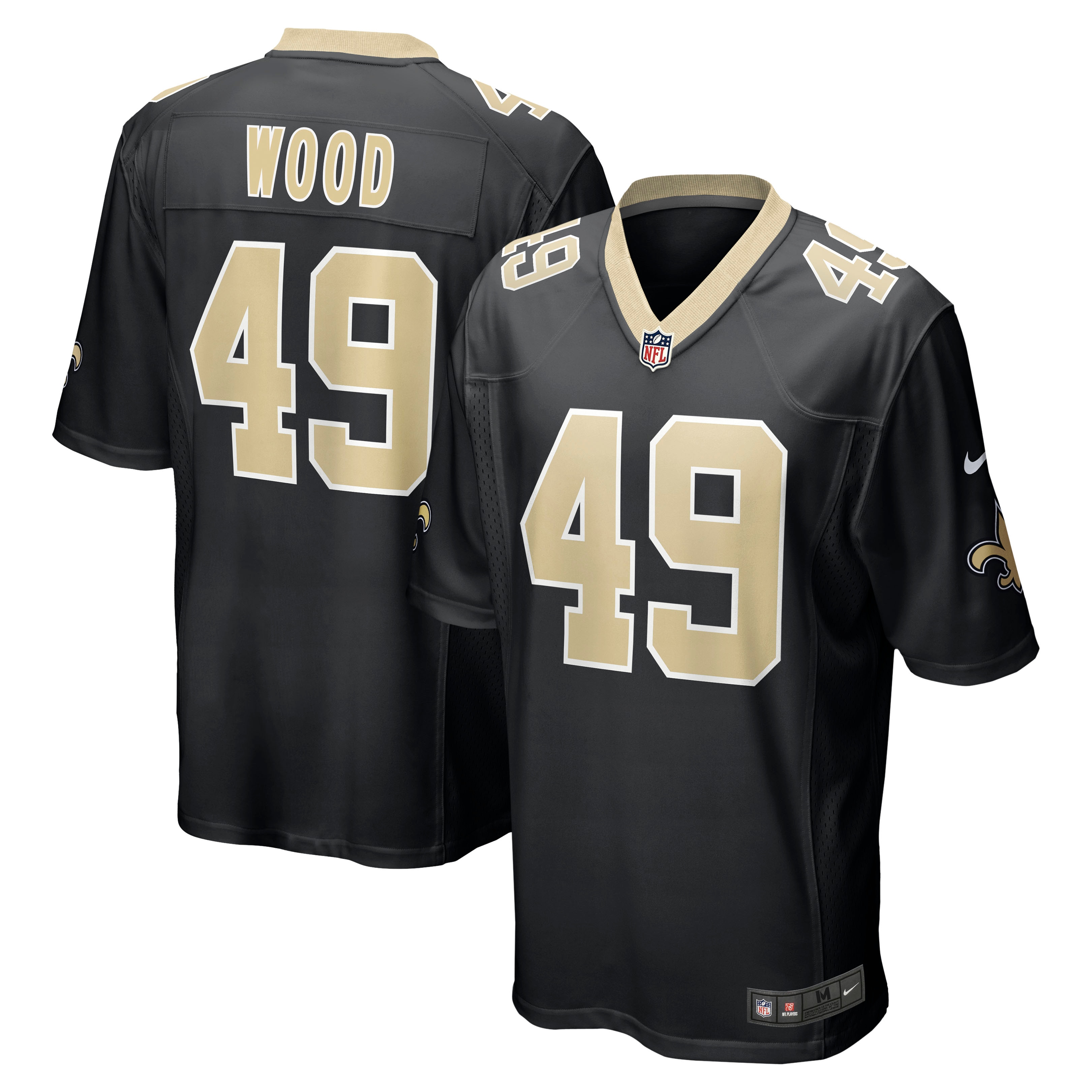 Men's New Orleans Saints Zach Wood Black Game Jersey JS4036 nicesnker