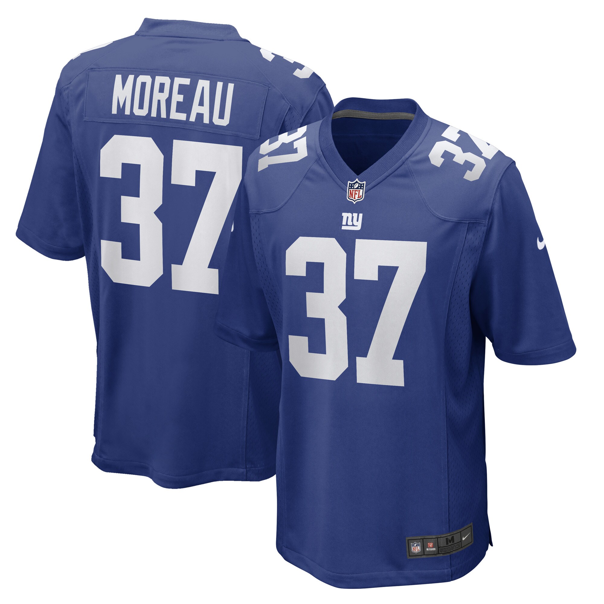 Men's New York Giants Fabian Moreau Royal Game Player Jersey JS1902 nicesnker