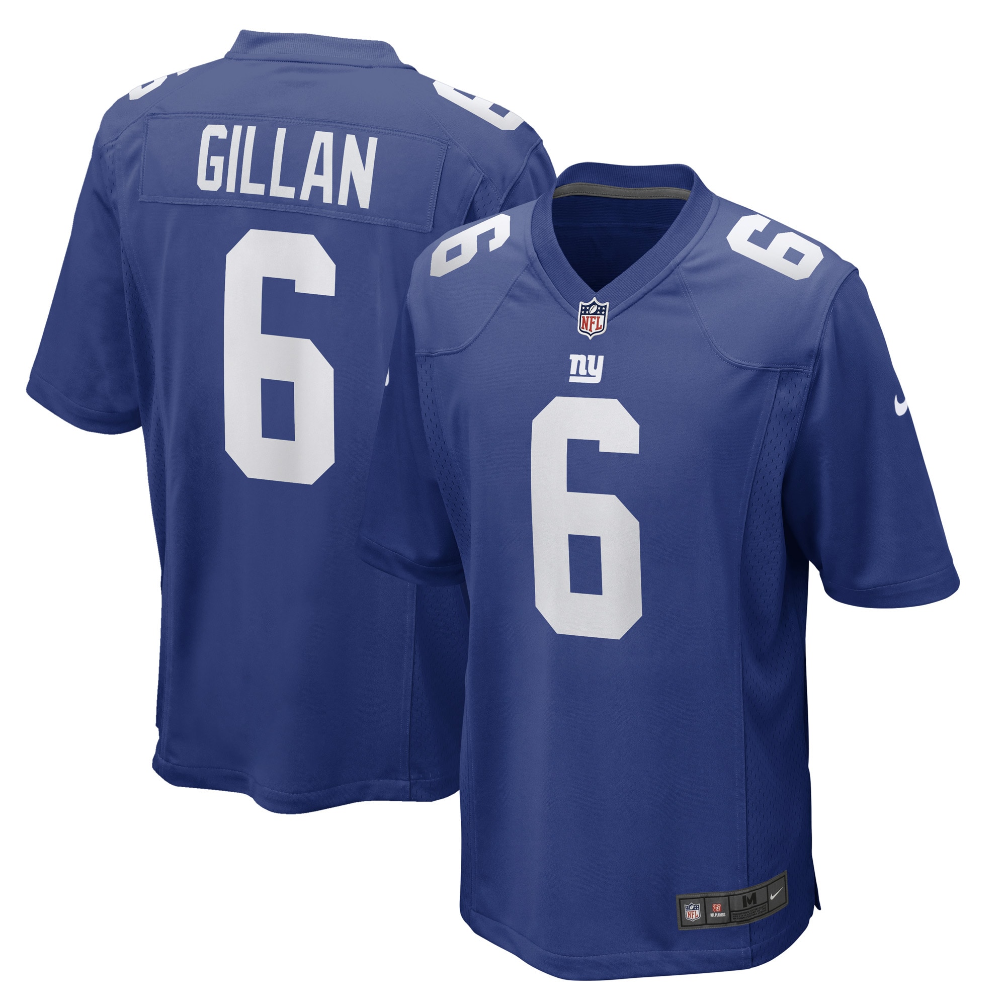 Men's New York Giants Jamie Gillan Royal Game Player Jersey JS8491 nicesnker