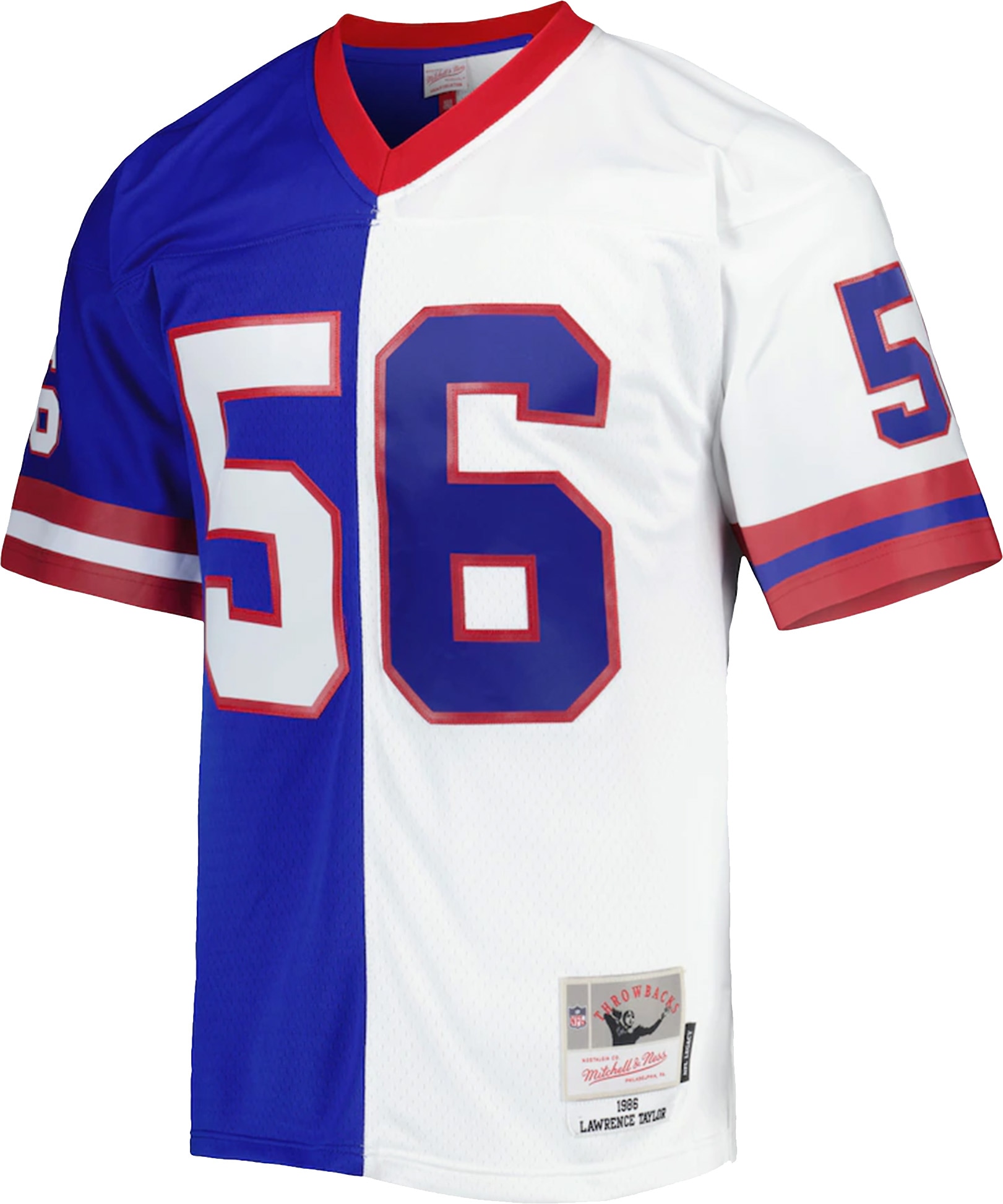 Alternative view of Men's New York Giants Lawrence Taylor Mitchell & Ness Royal/White 1986 Split Legacy Jersey JS7463 nicesnker