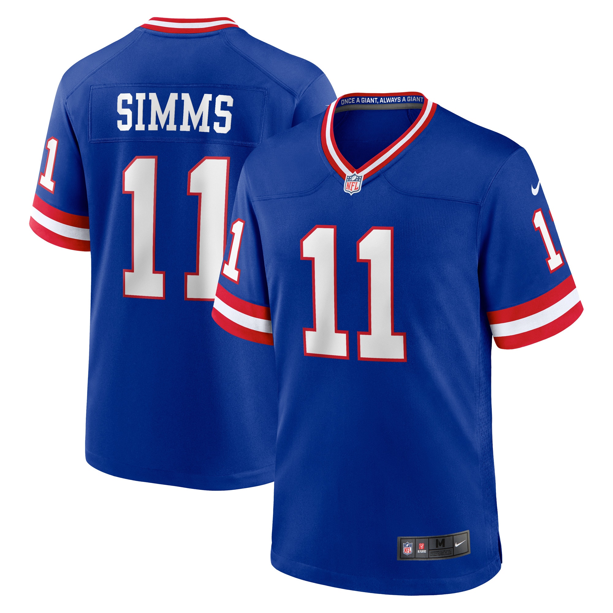 Men's New York Giants Phil Simms Royal Classic Retired Player Game Jersey JS5601 nicesnker