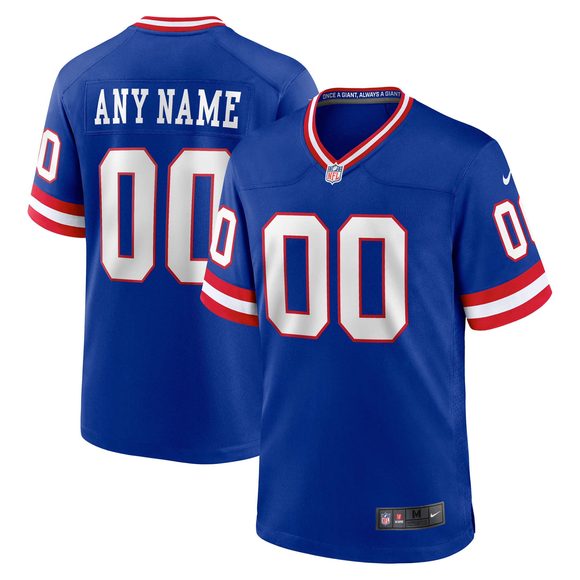 Men's New York Giants Royal Classic Custom Game Jersey JS4956 nicesnker