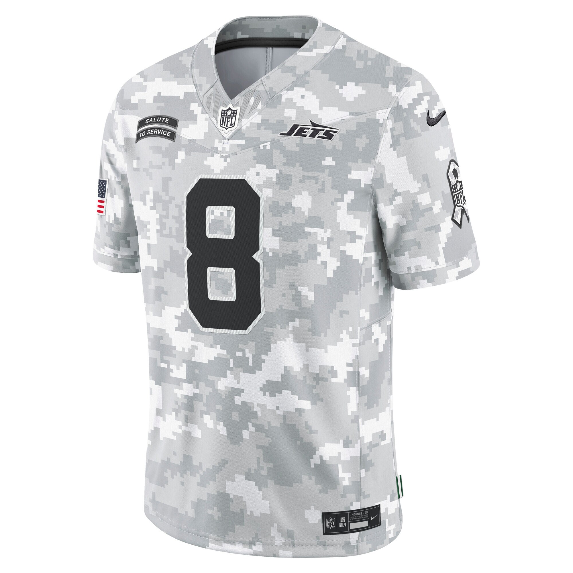 Alternative view of Men's New York Jets Aaron Rodgers Arctic Camo 2024 Salute to Service Limited Jersey JS7236 nicesnker
