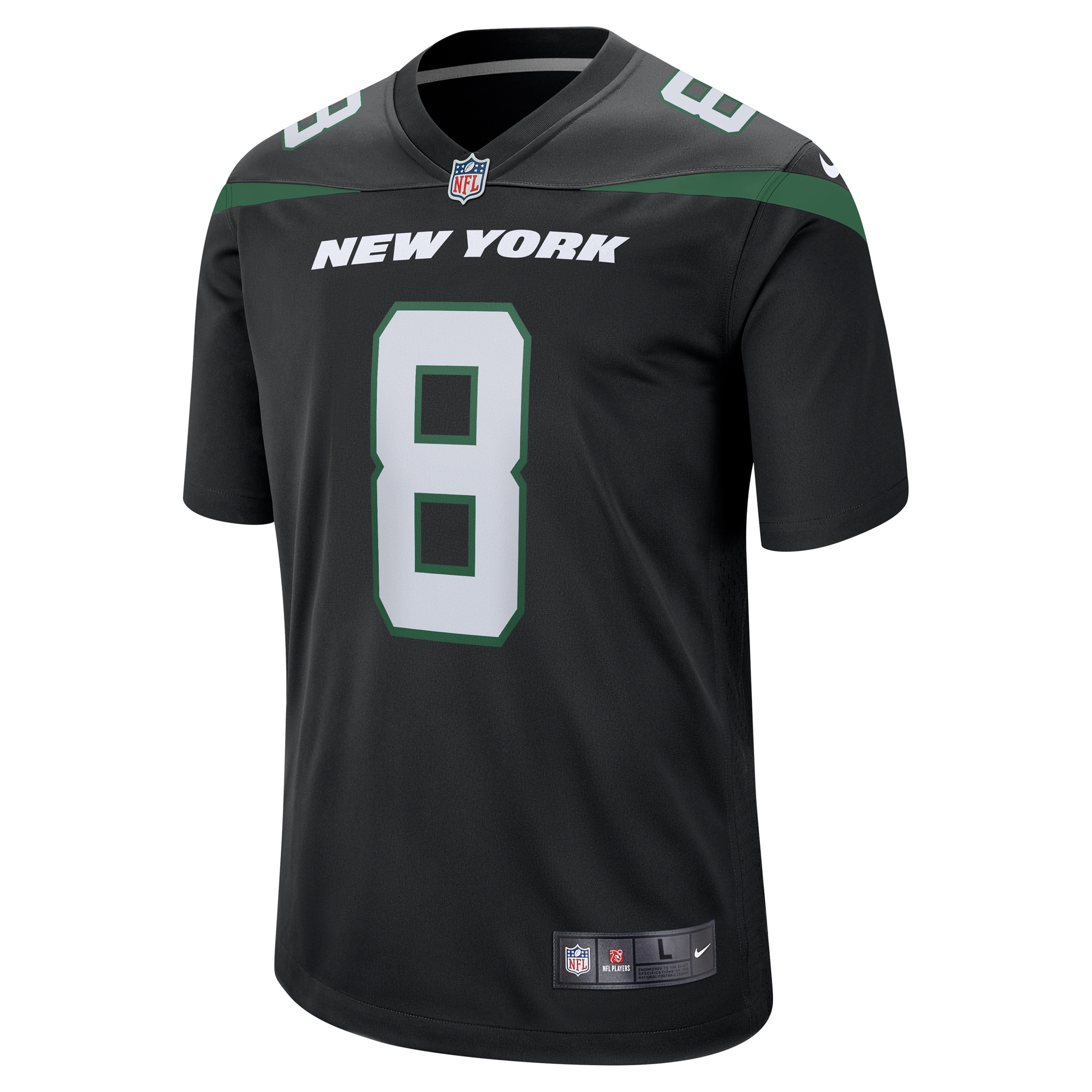 Alternative view of Men's New York Jets Aaron Rodgers Black Game Jersey JS5666 nicesnker
