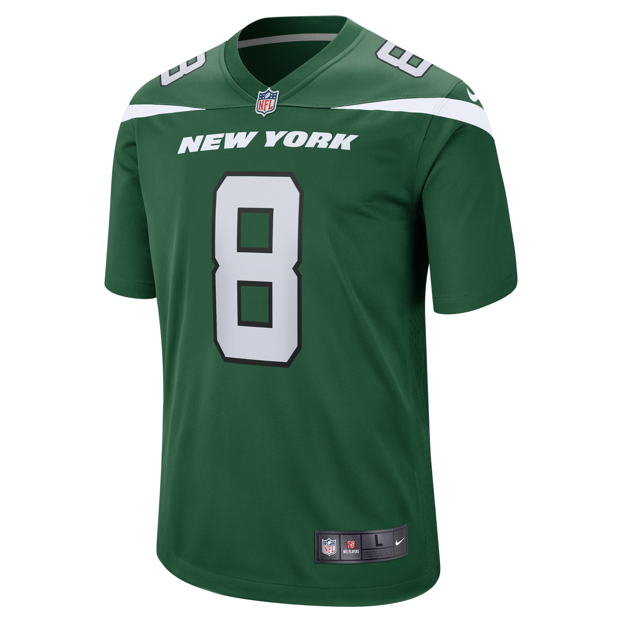 Alternative view of Men's New York Jets Aaron Rodgers Gotham Green Game Jersey JS3427 nicesnker